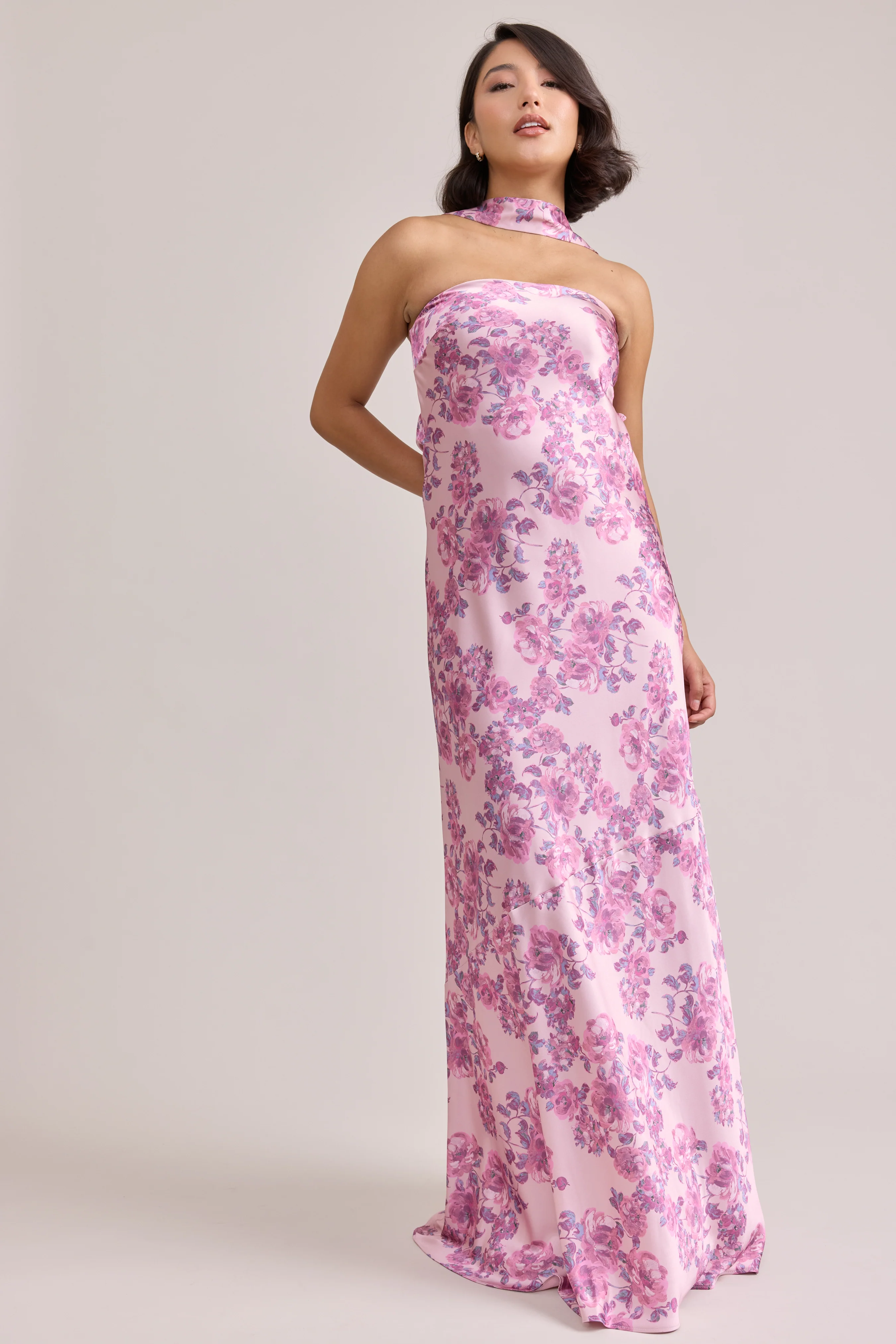 Leo Satin Floral Print Dress | Made To Order - Image 15