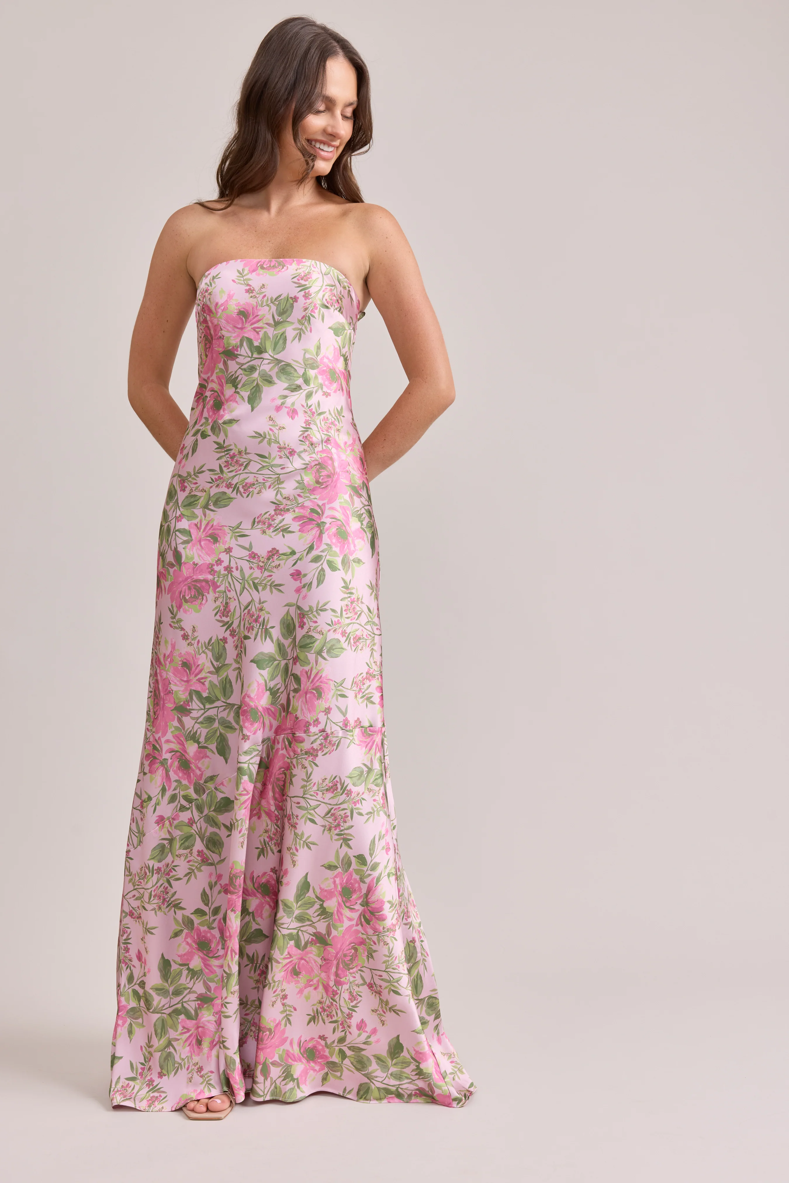 Leo Satin Floral Print Dress | Made To Order - Image 16