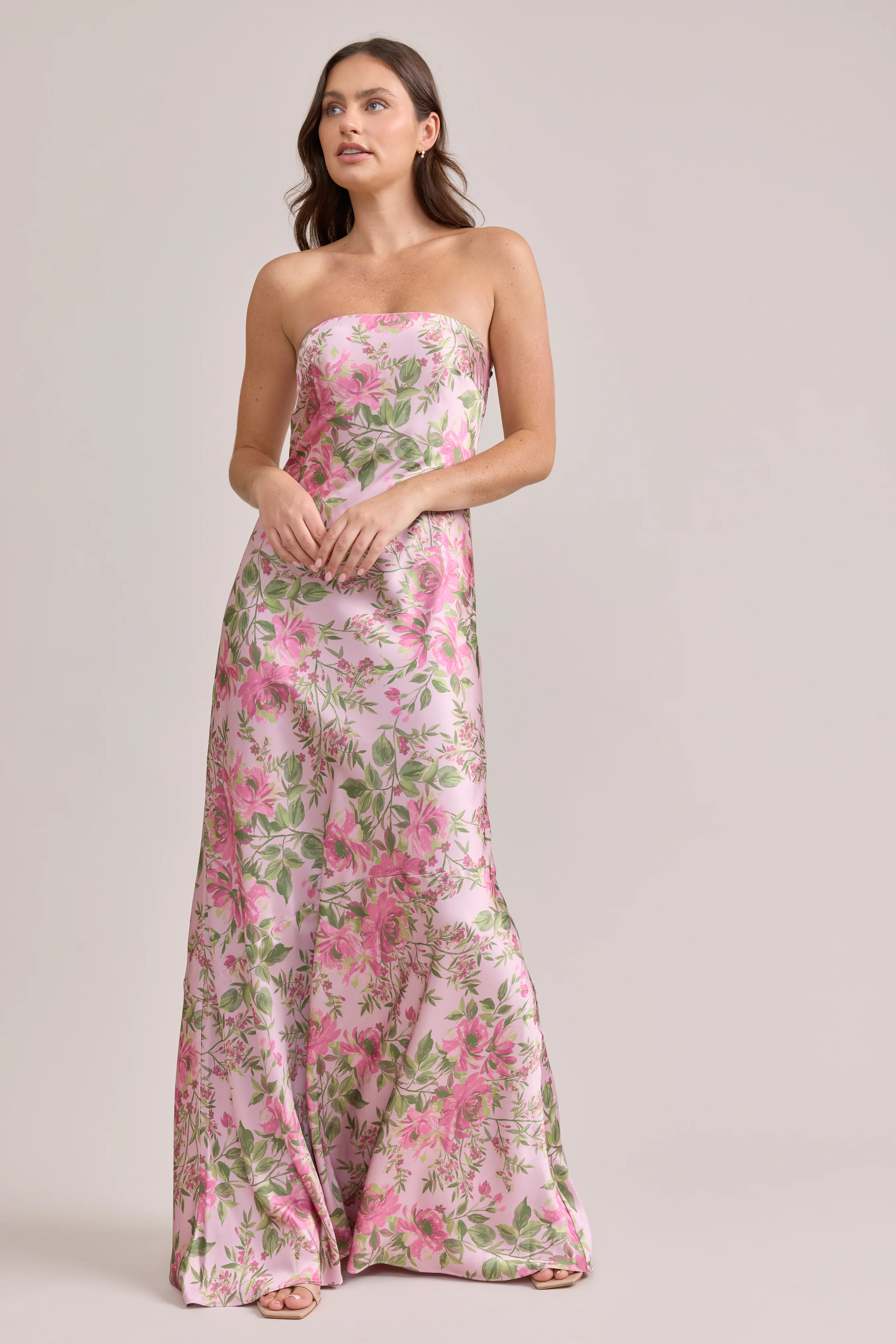 Leo Satin Floral Print Dress | Made To Order - Image 17