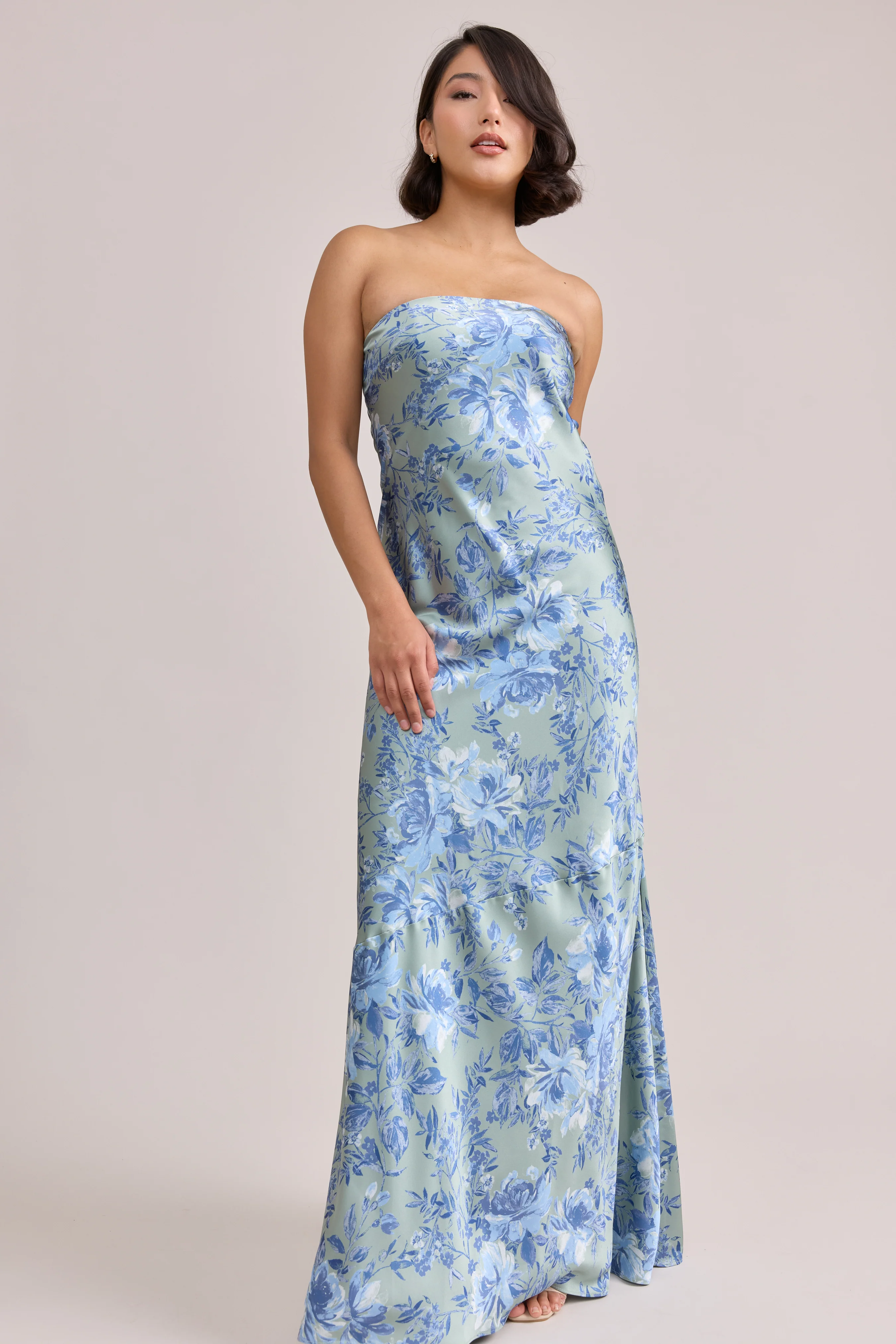 Leo Satin Floral Print Dress | Made To Order - Image 21