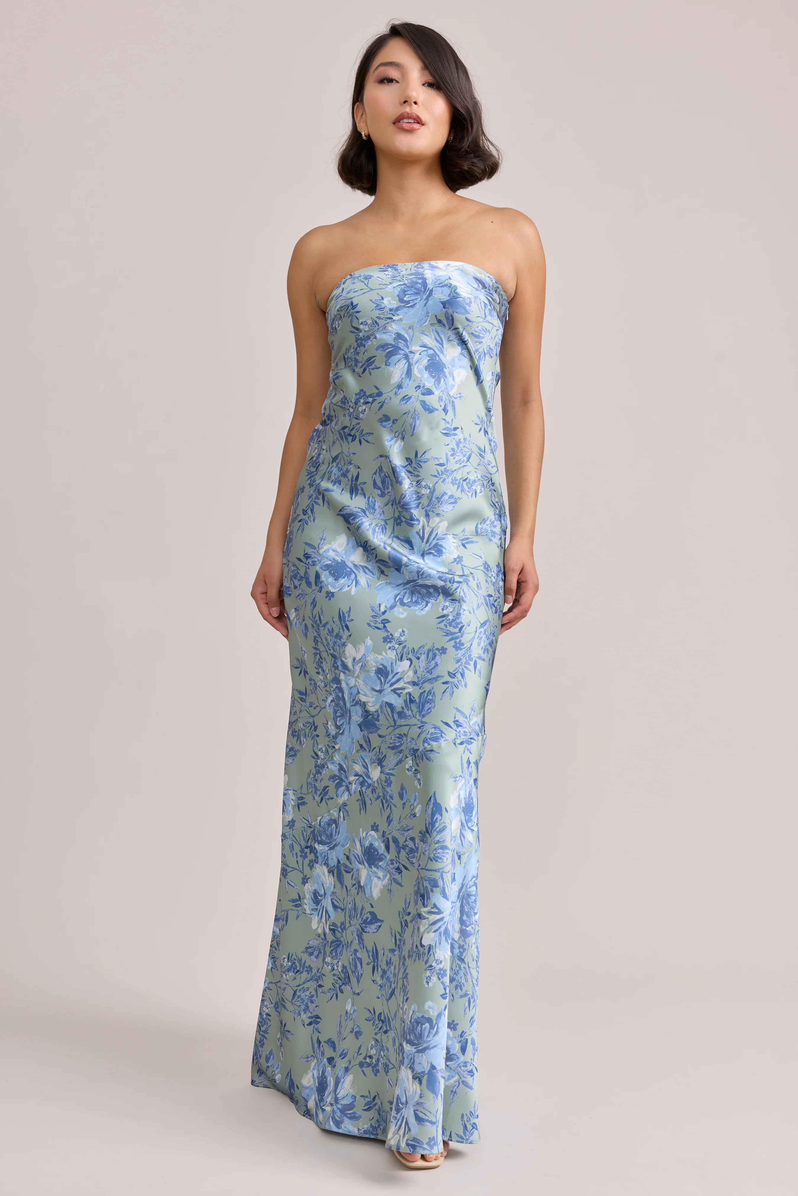 Leo Satin Floral Print Dress | Made To Order - Image 23