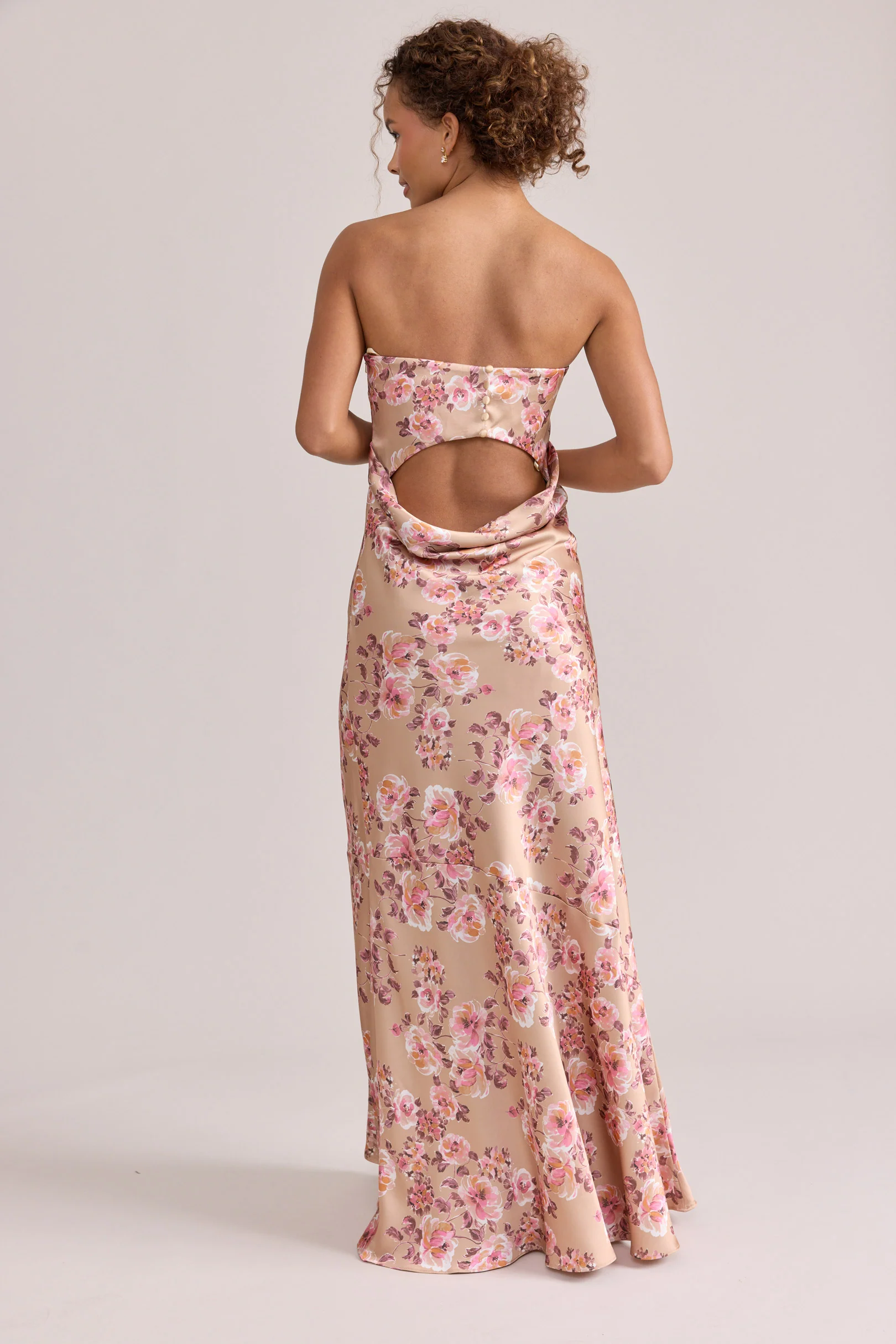 Leo Satin Floral Print Dress | Made To Order - Image 36