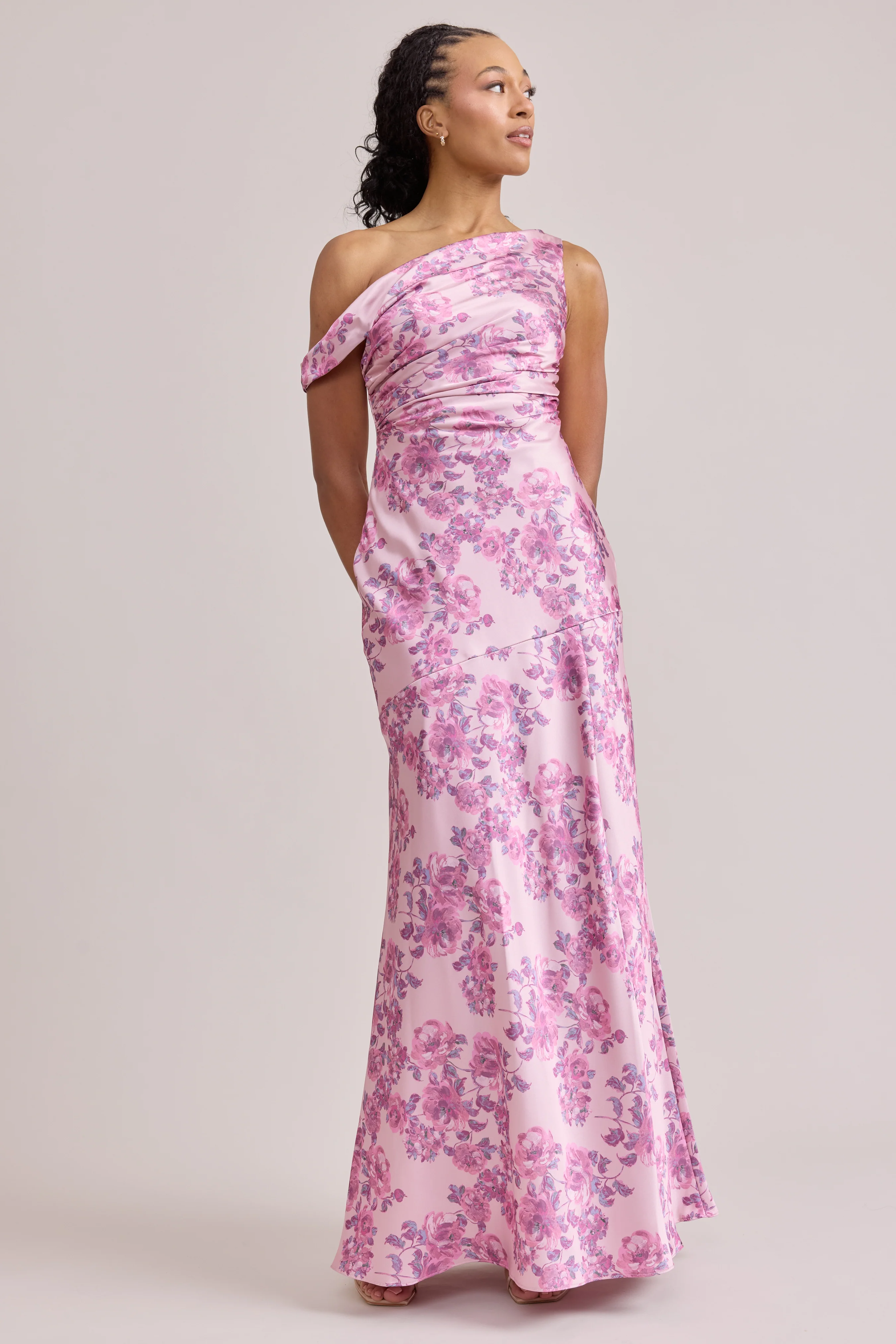 Livvy Satin Floral Print Dress | Made To Order - Image 100
