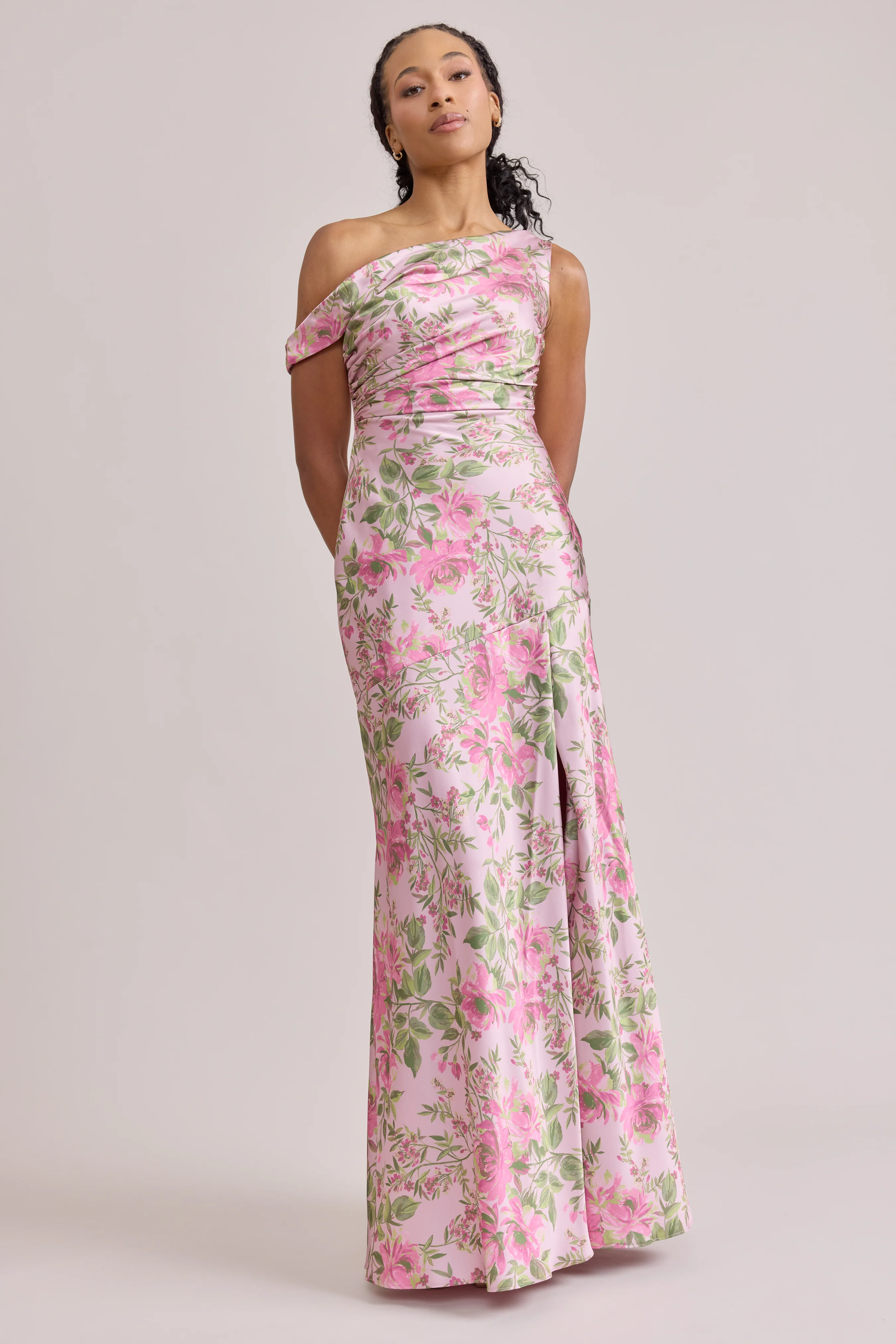 Livvy Satin Floral Print Dress | Made To Order - Image 103