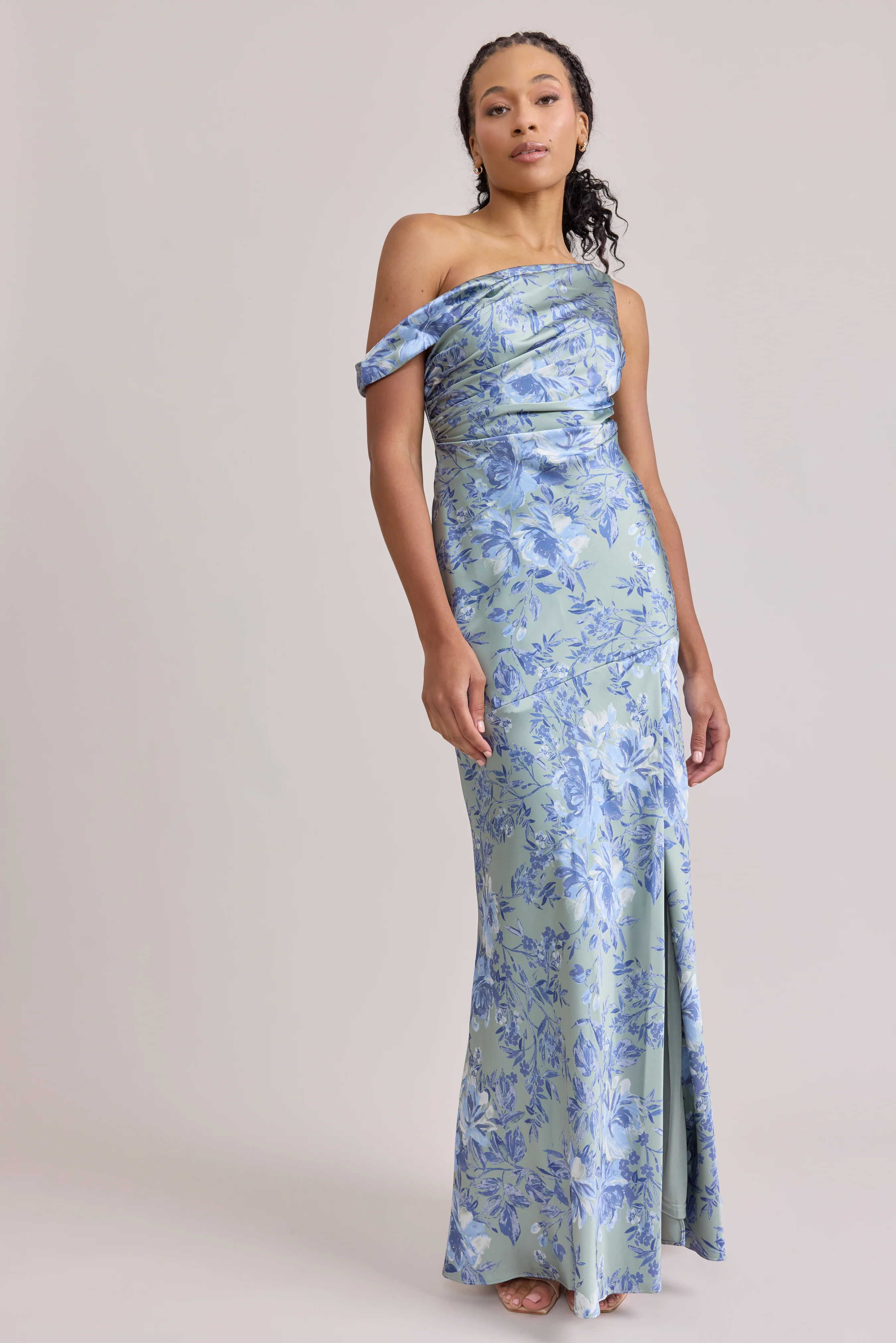 Livvy Satin Floral Print Dress | Made To Order - Image 106