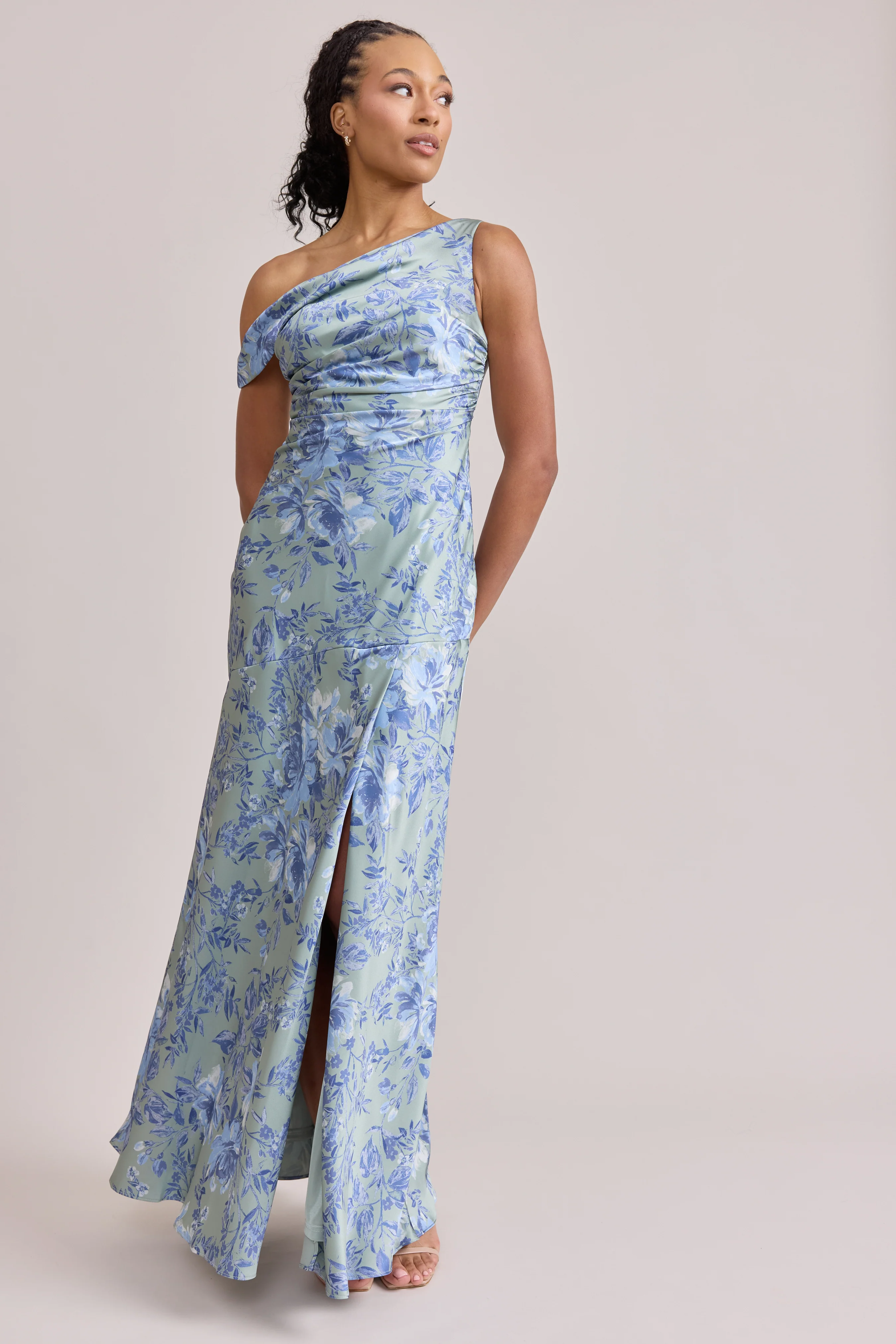 Livvy Satin Floral Print Dress | Made To Order - Image 109