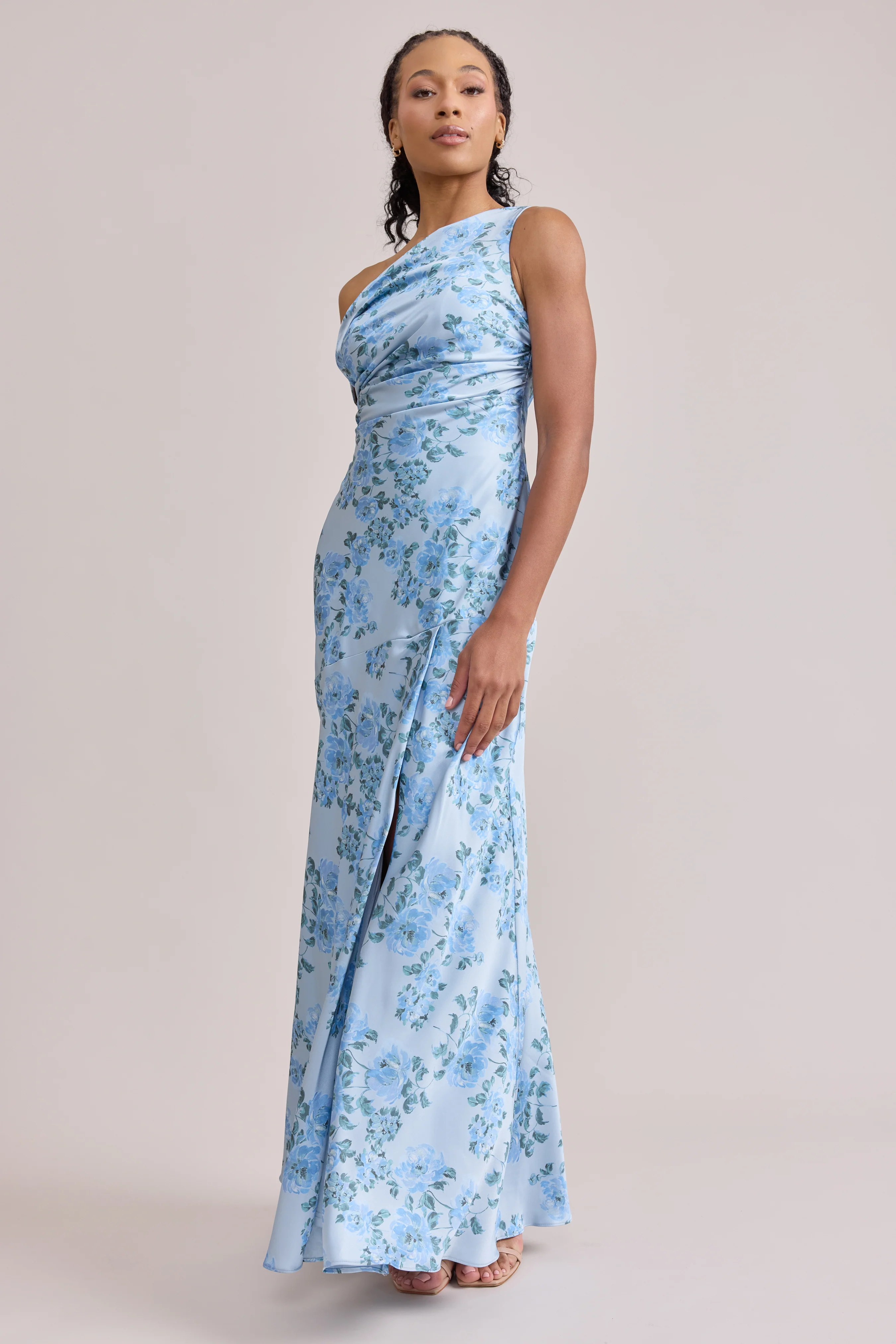 Livvy Satin Floral Print Dress | Made To Order - Image 111