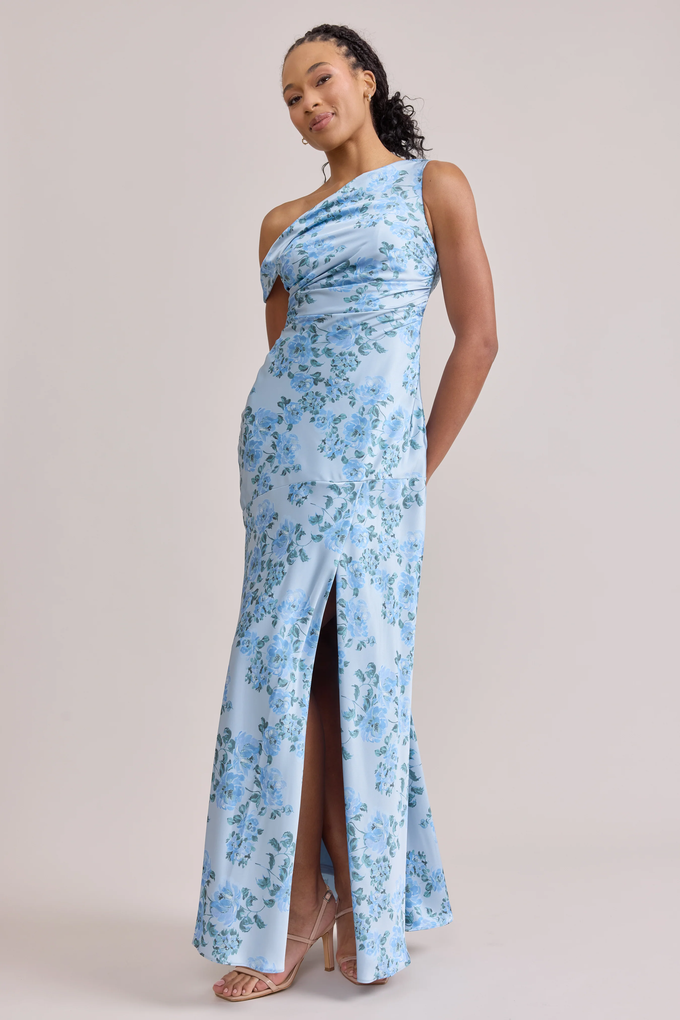 Livvy Satin Floral Print Dress | Made To Order - Image 114