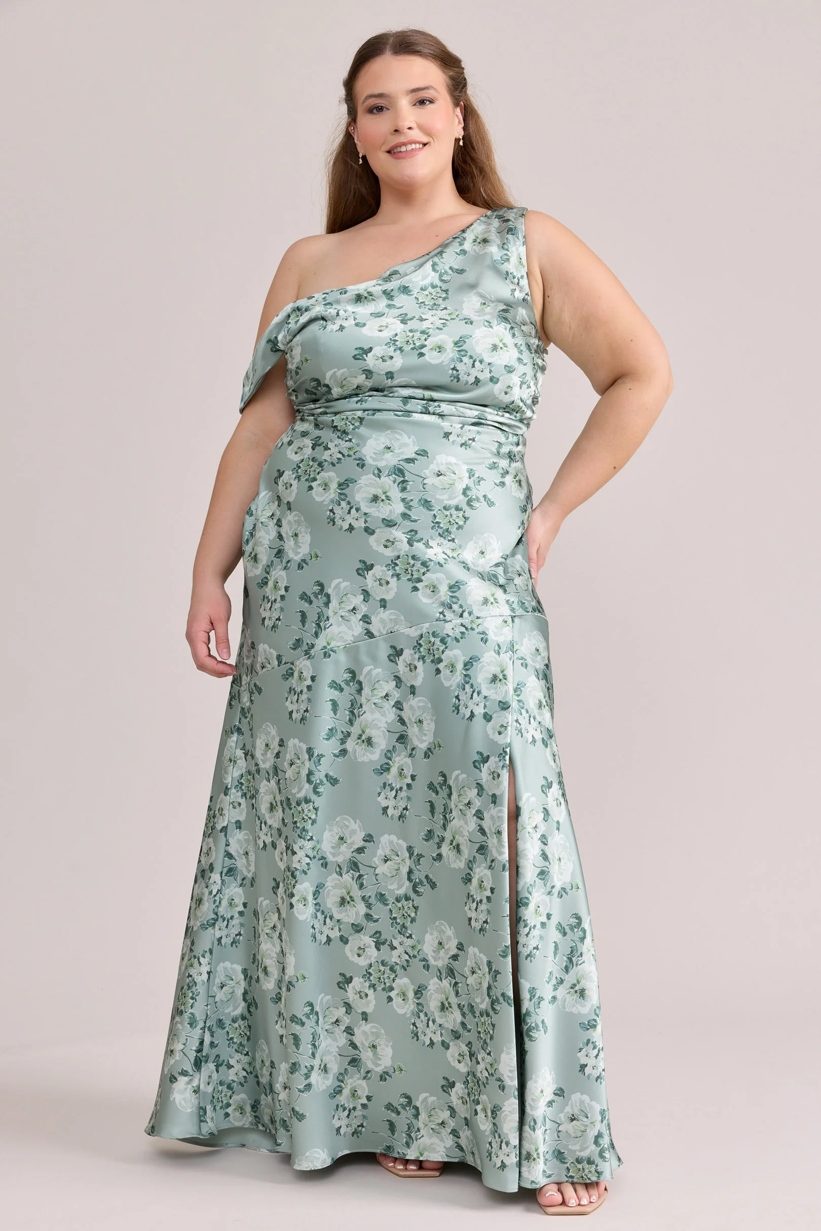 Livvy Satin Floral Print Dress | Made To Order - Image 116