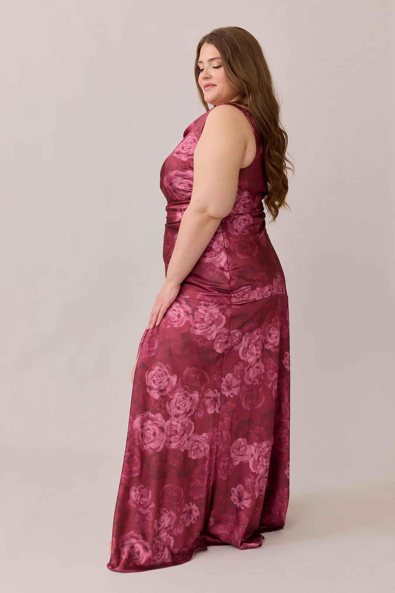 Livvy Satin Floral Print Dress | Made To Order - Image 12