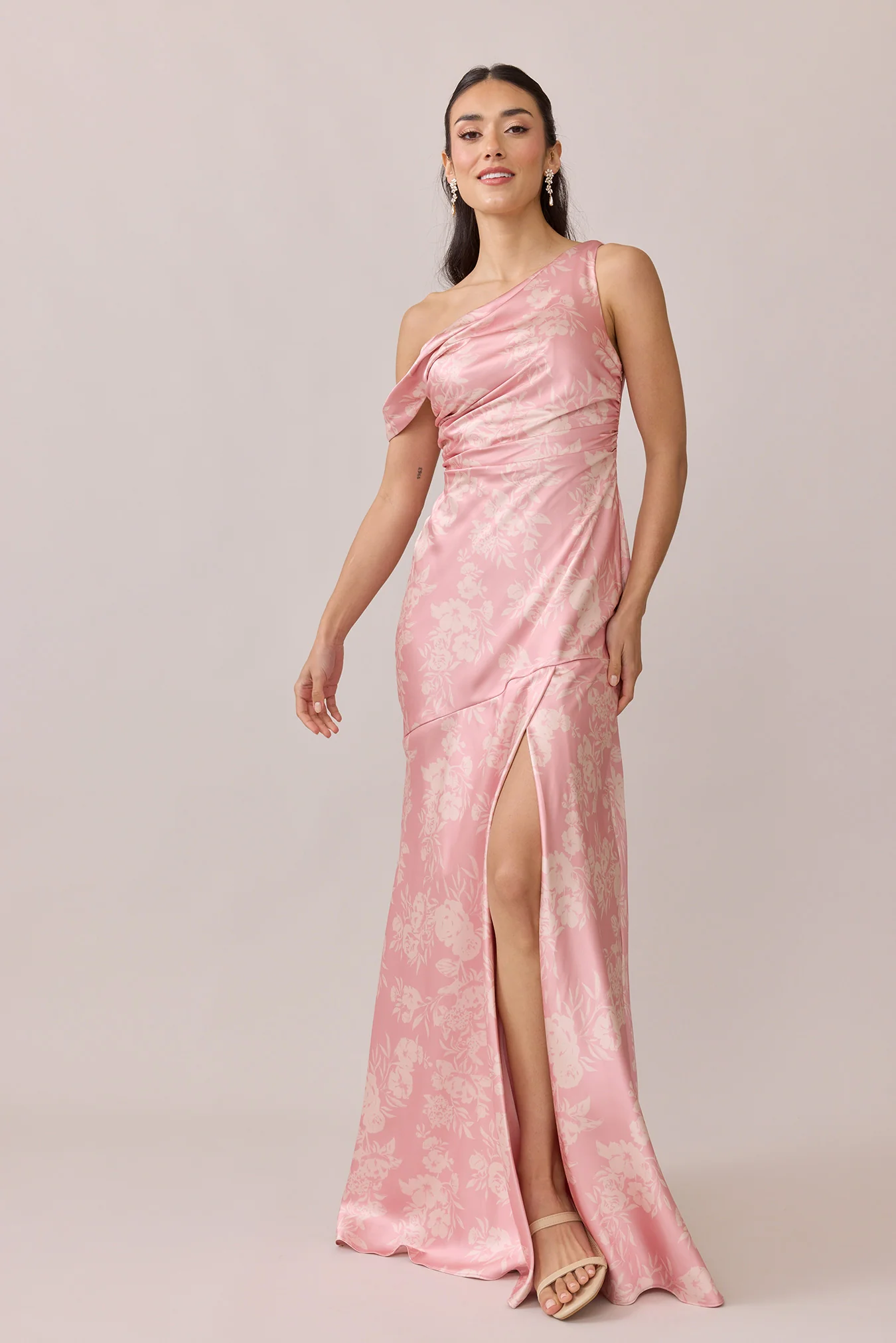 Livvy Satin Floral Print Dress | Made To Order - Image 14