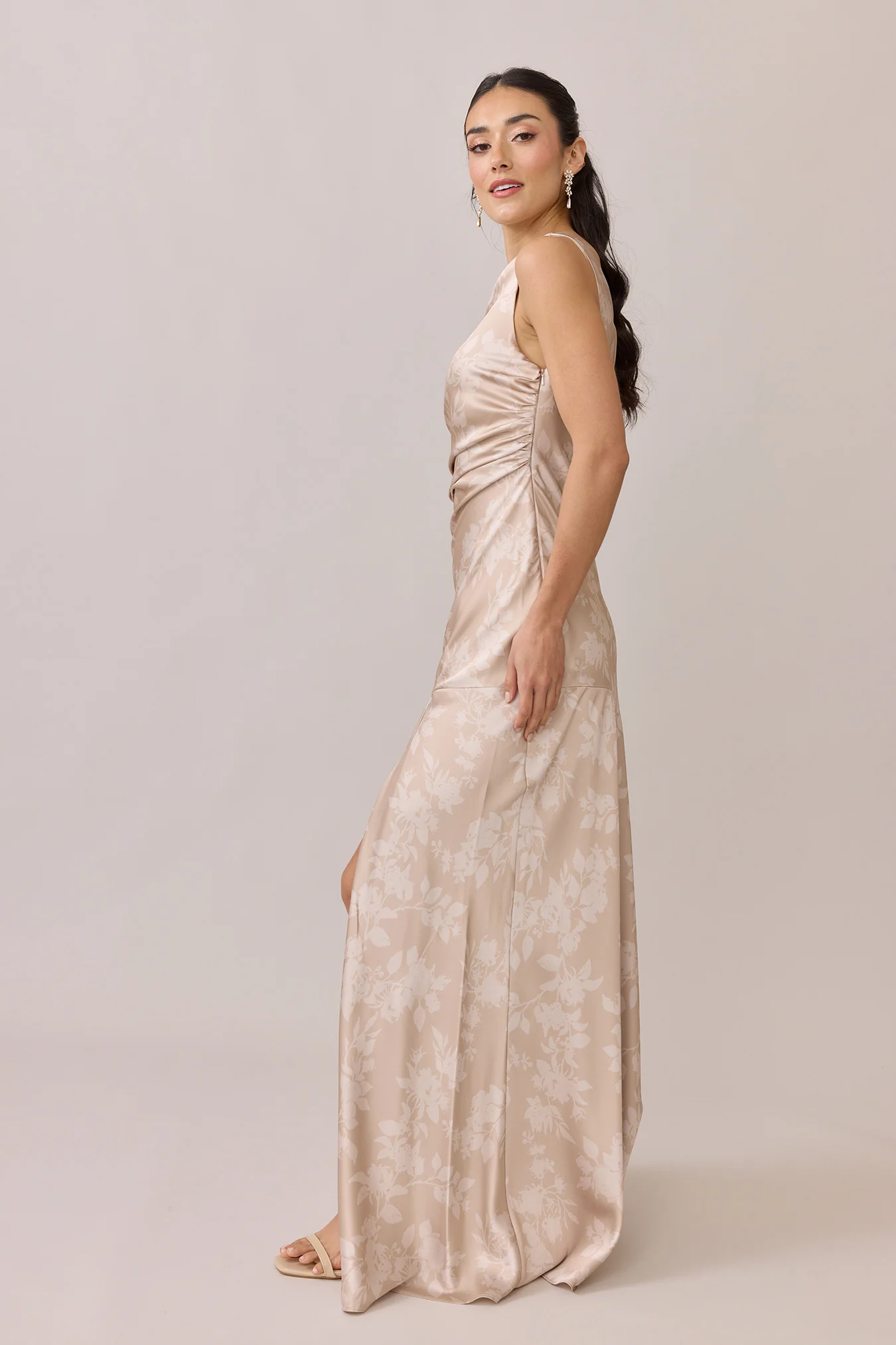 Livvy Satin Floral Print Dress | Made To Order - Image 26