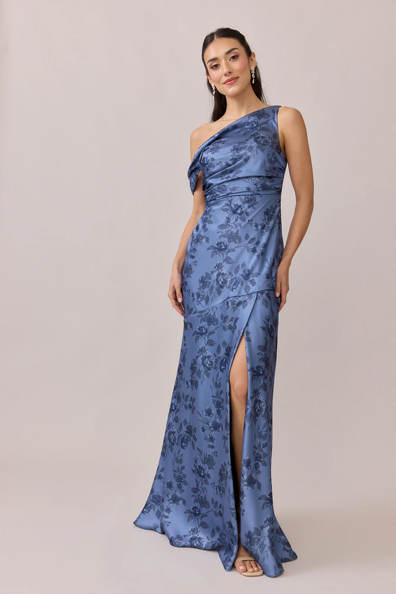 Livvy Satin Floral Print Dress | Made To Order - Image 29