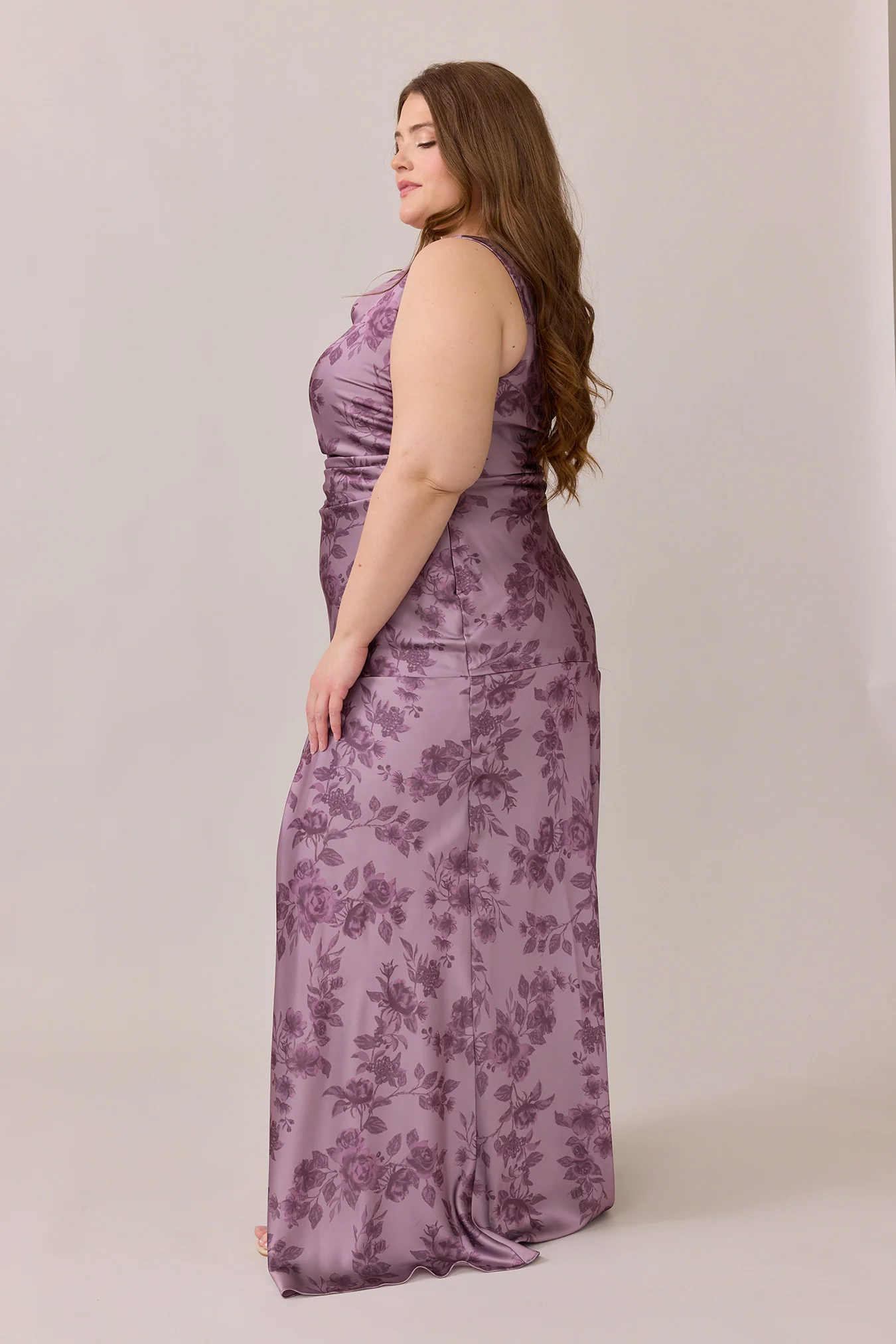 Livvy Satin Floral Print Dress | Made To Order - Image 35