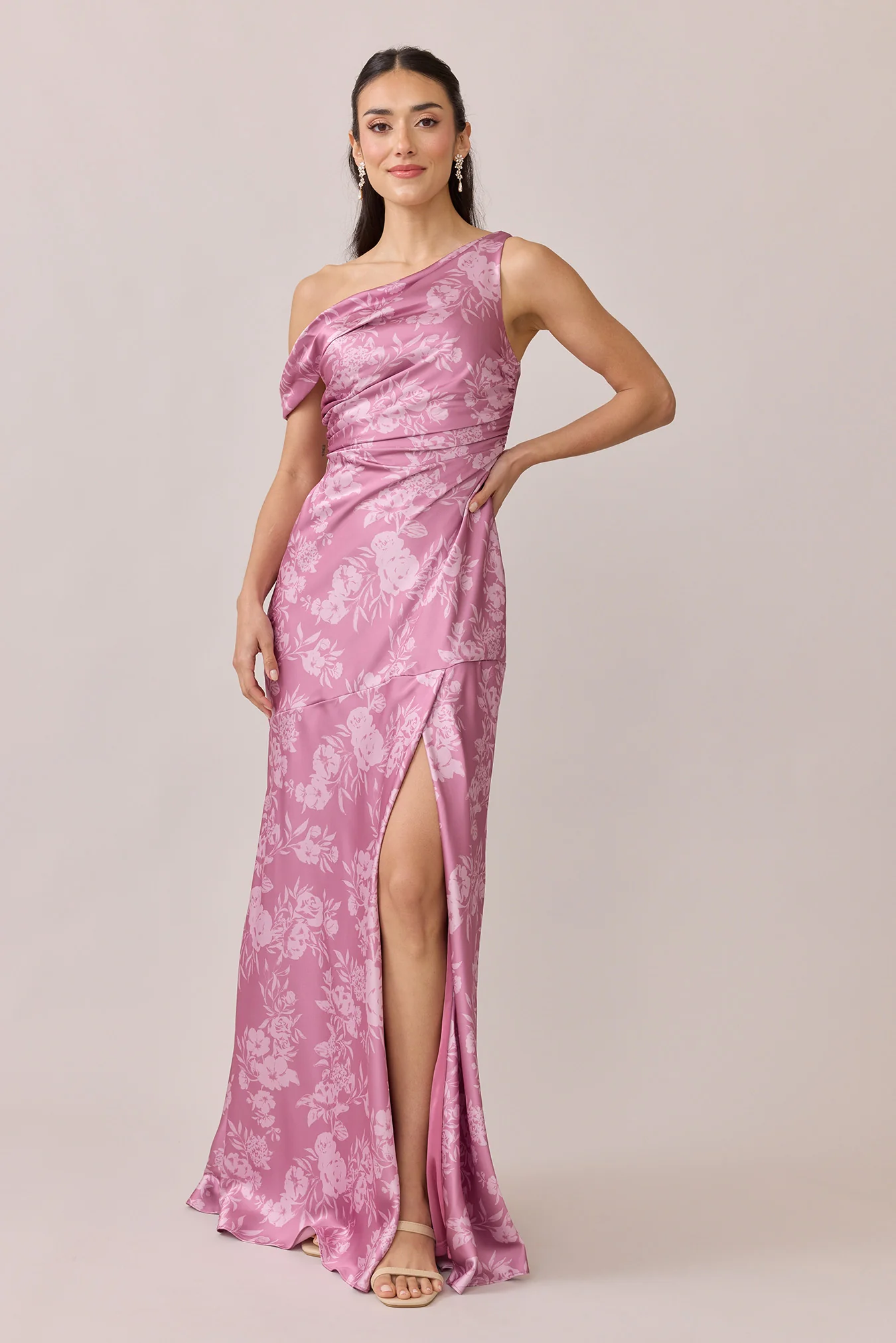 Livvy Satin Floral Print Dress | Made To Order - Image 38