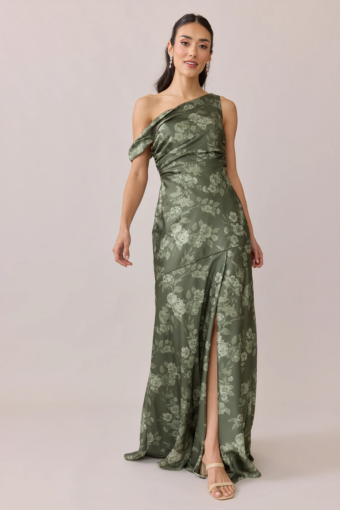 Livvy Satin Floral Print Dress | Made To Order - Image 41