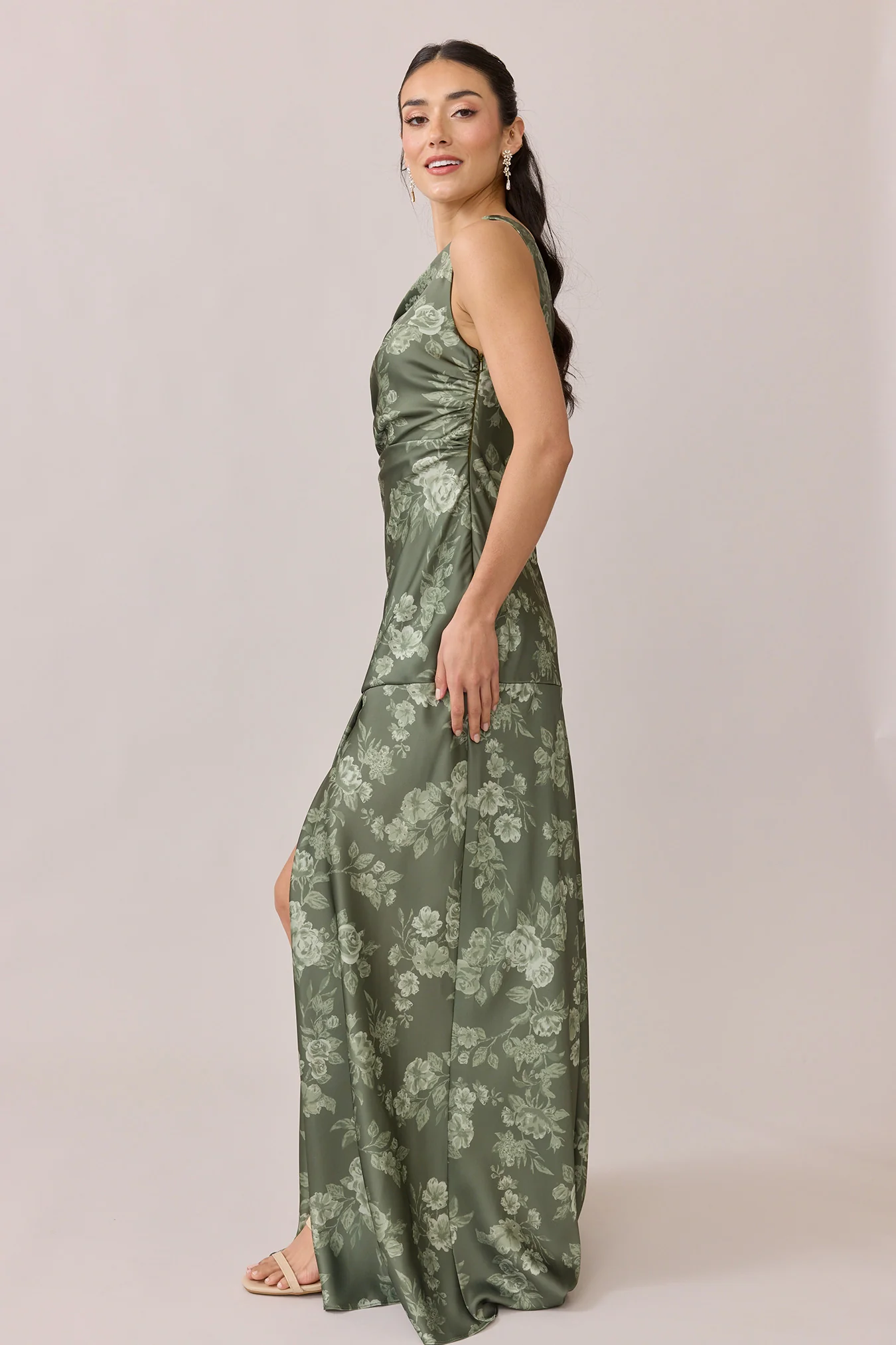 Livvy Satin Floral Print Dress | Made To Order - Image 42