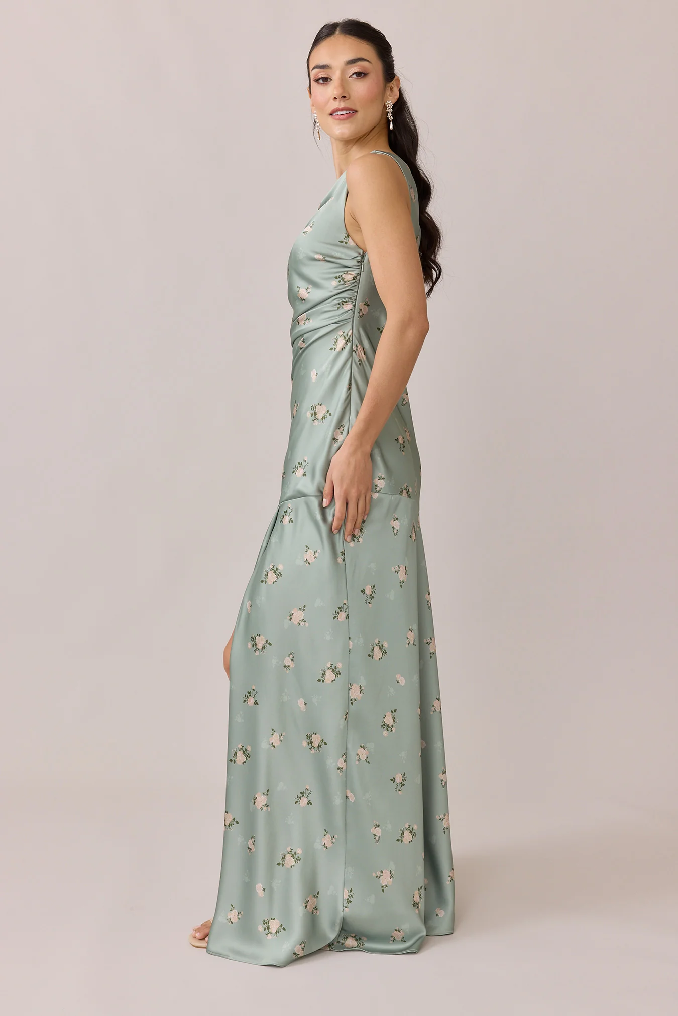 Livvy Satin Floral Print Dress | Made To Order - Image 56