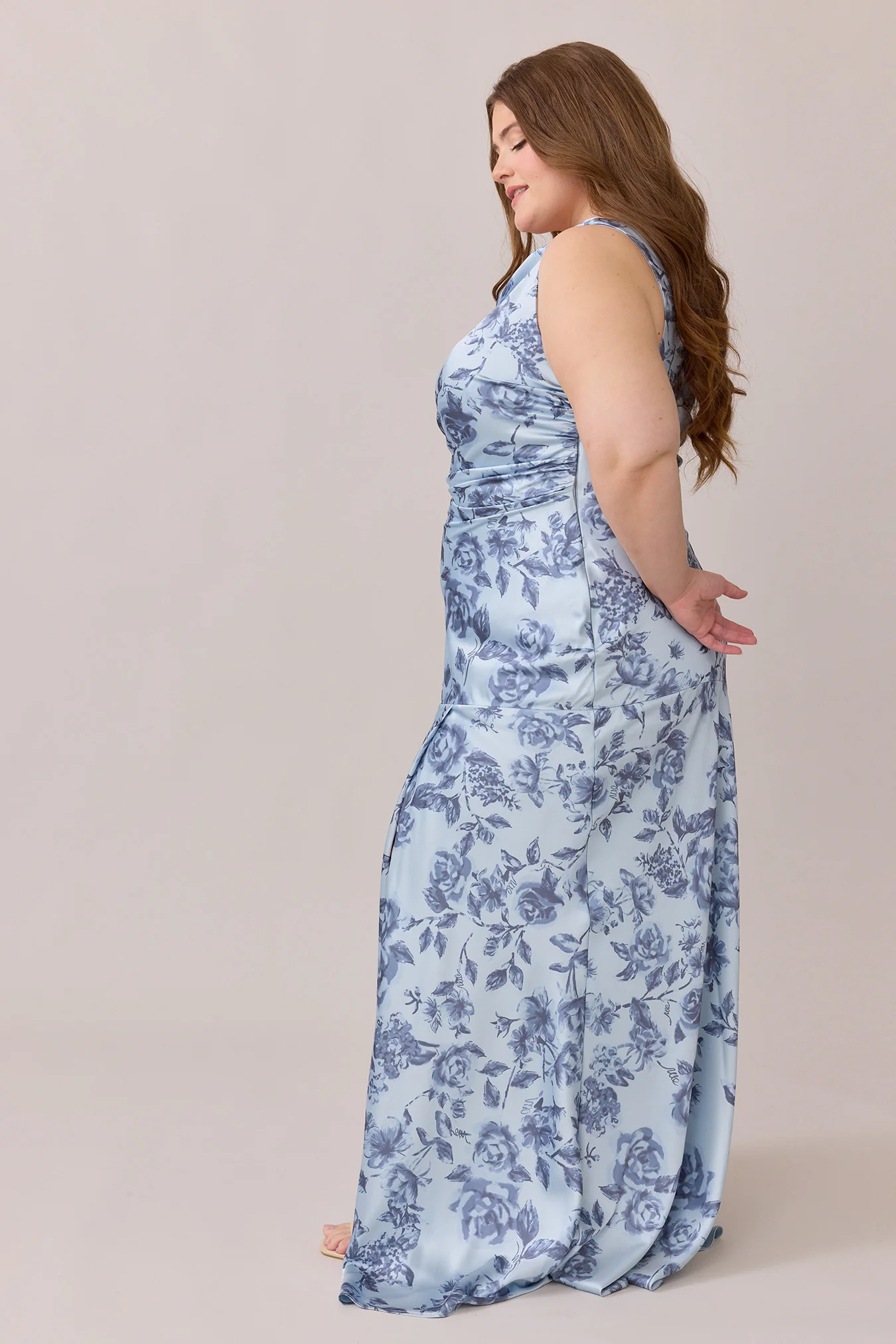 Livvy Satin Floral Print Dress | Made To Order - Image 59