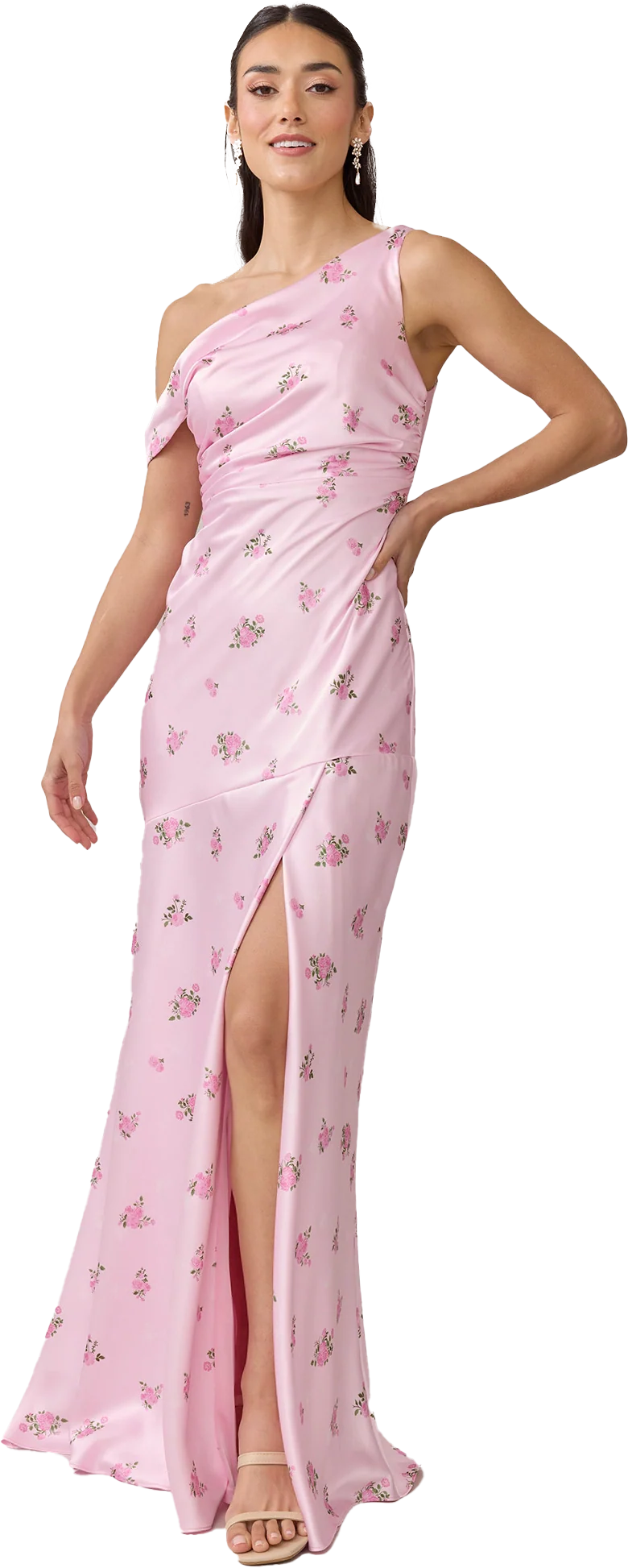 Livvy Satin Floral Print Dress | Made To Order - Image 66