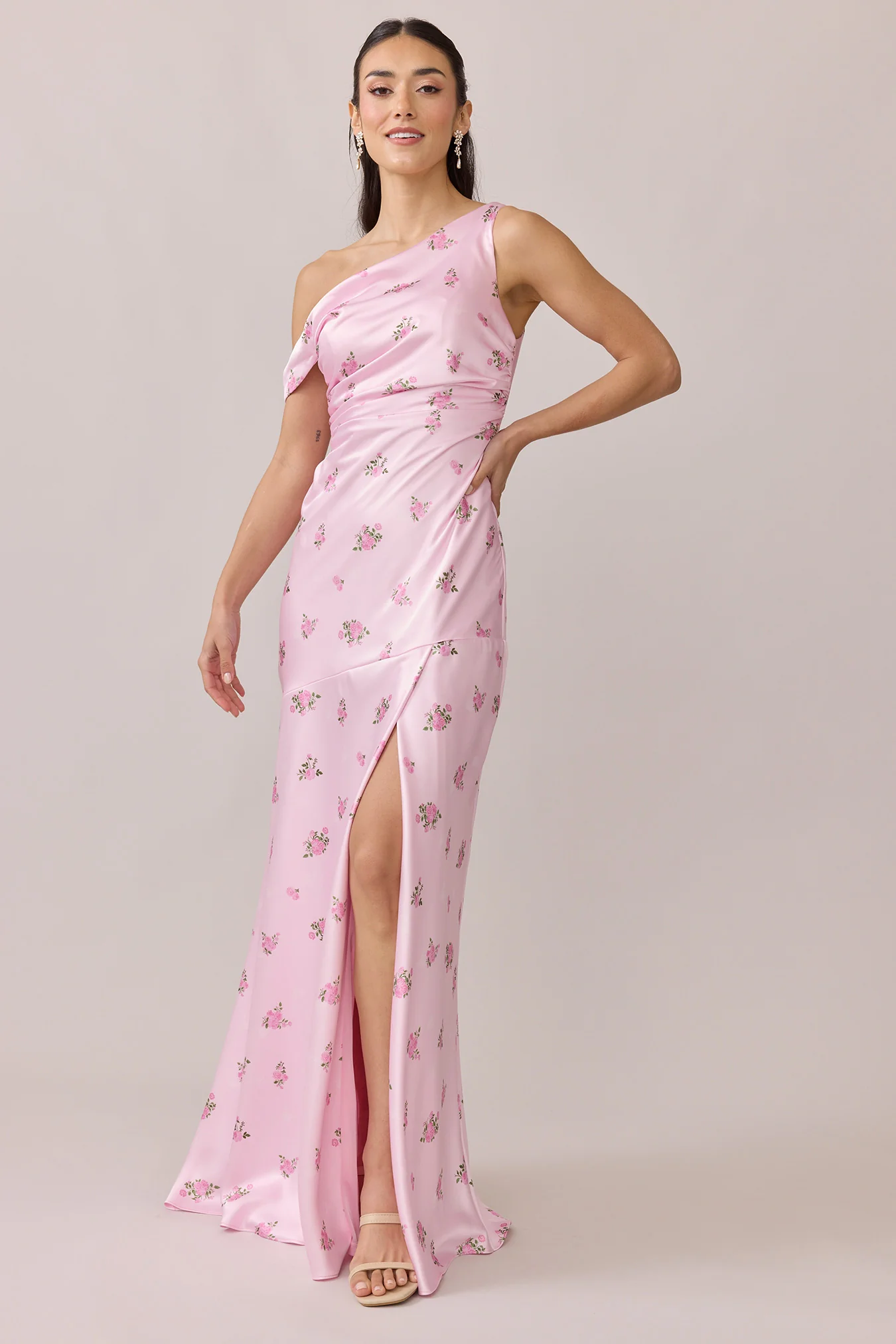 Livvy Satin Floral Print Dress | Made To Order - Image 7
