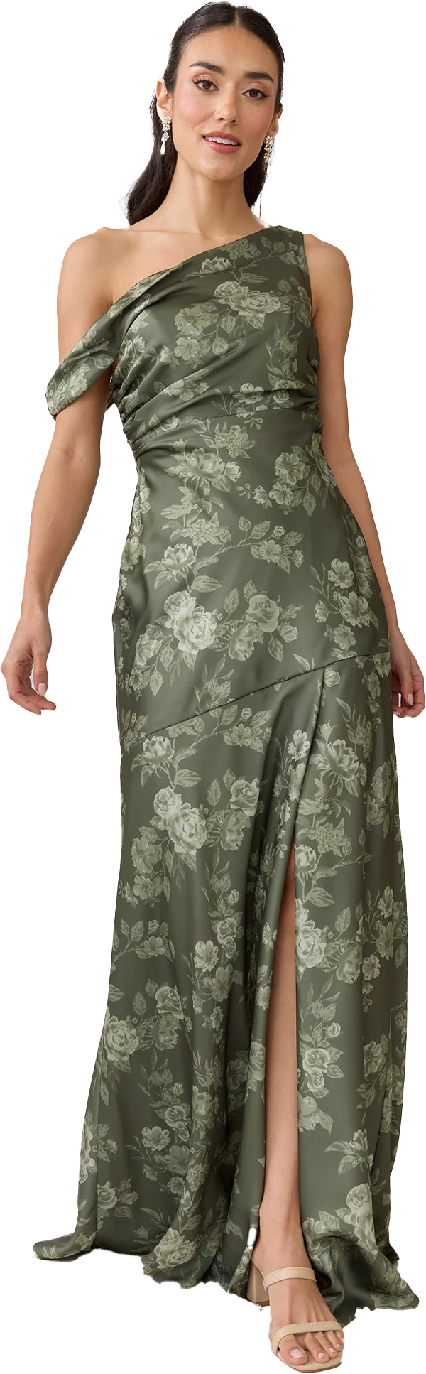 Livvy Satin Floral Print Dress | Made To Order - Image 78