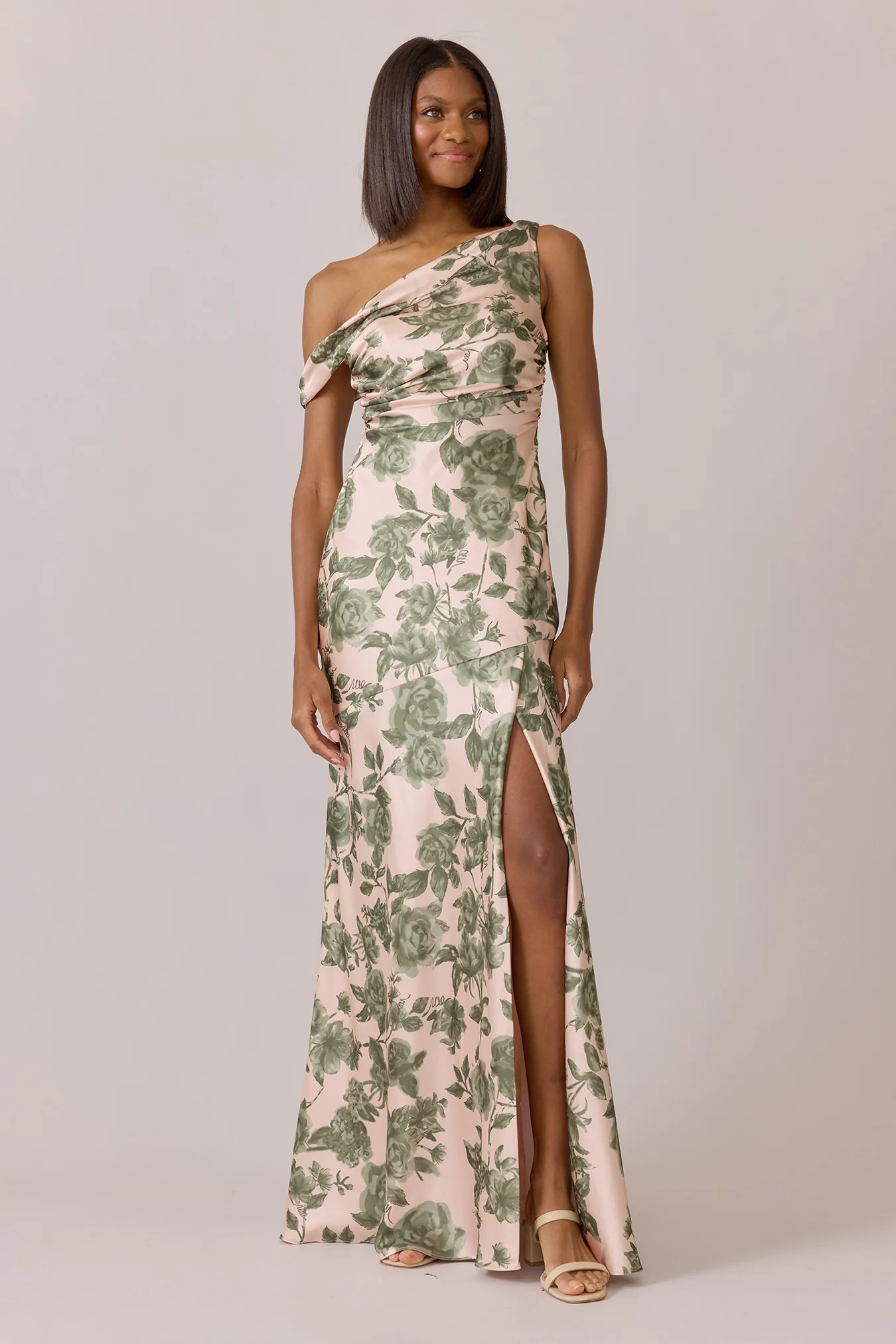 Livvy Satin Floral Print Dress | Made To Order - Image 87