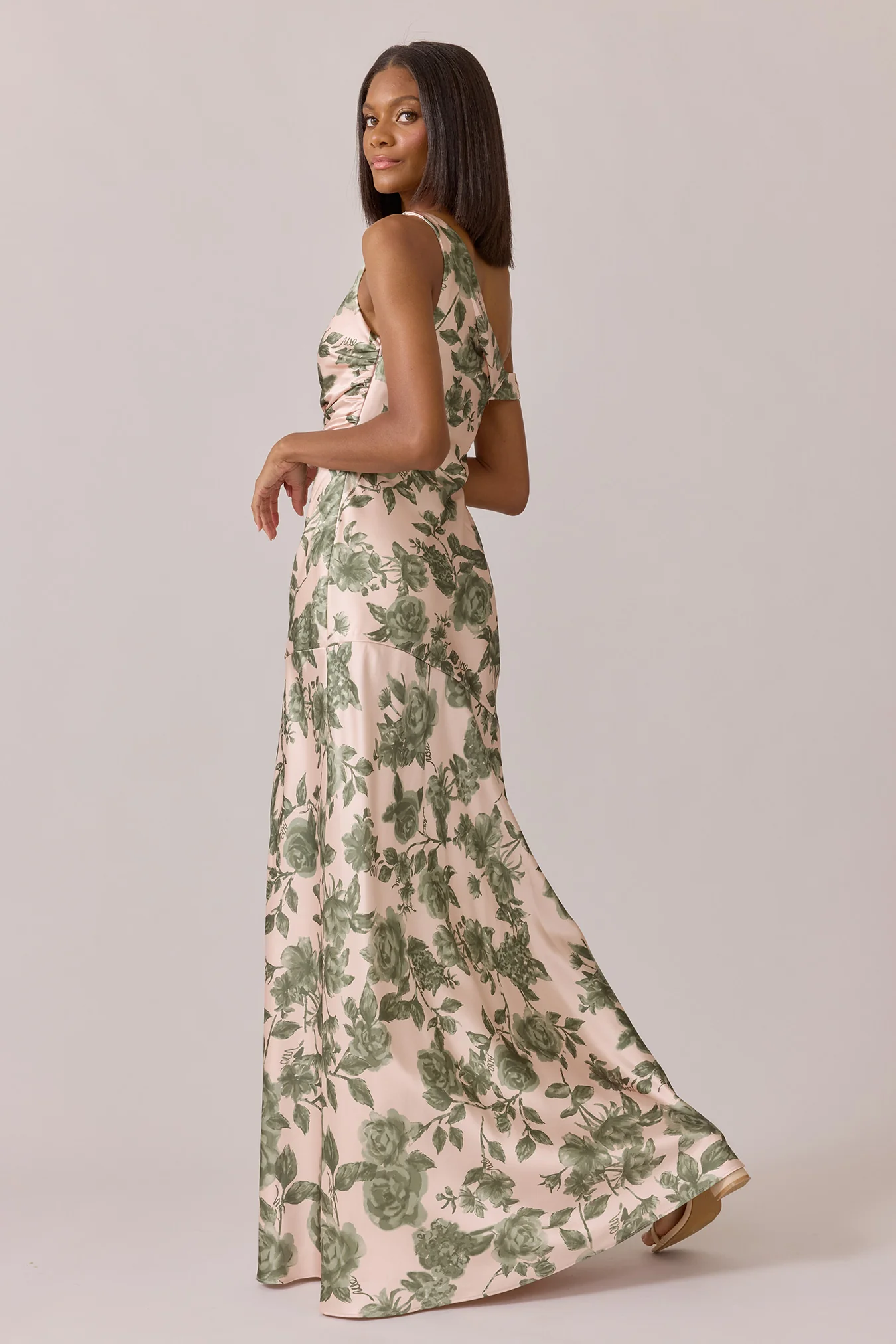 Livvy Satin Floral Print Dress | Made To Order - Image 89