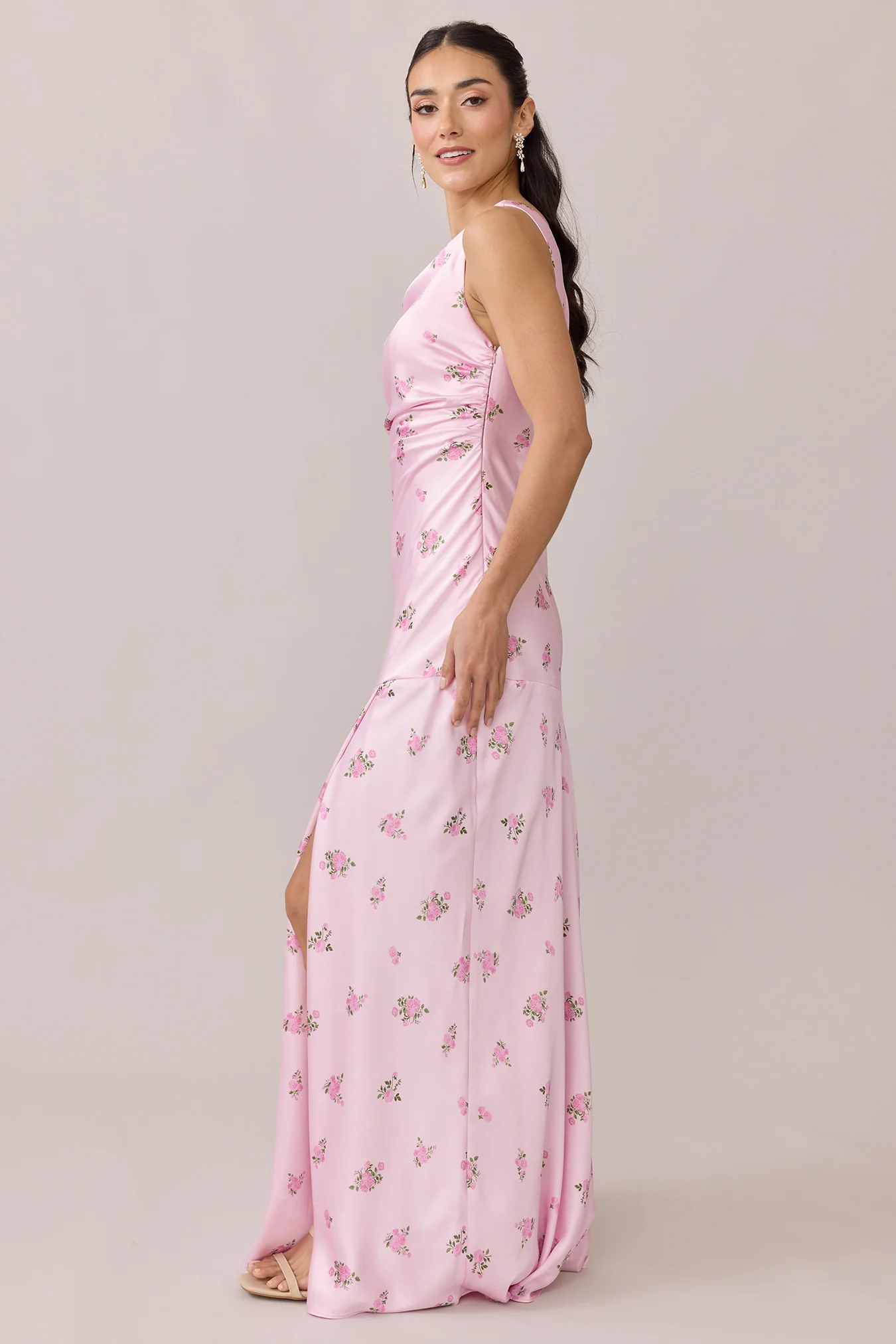 Livvy Satin Floral Print Dress | Made To Order - Image 9