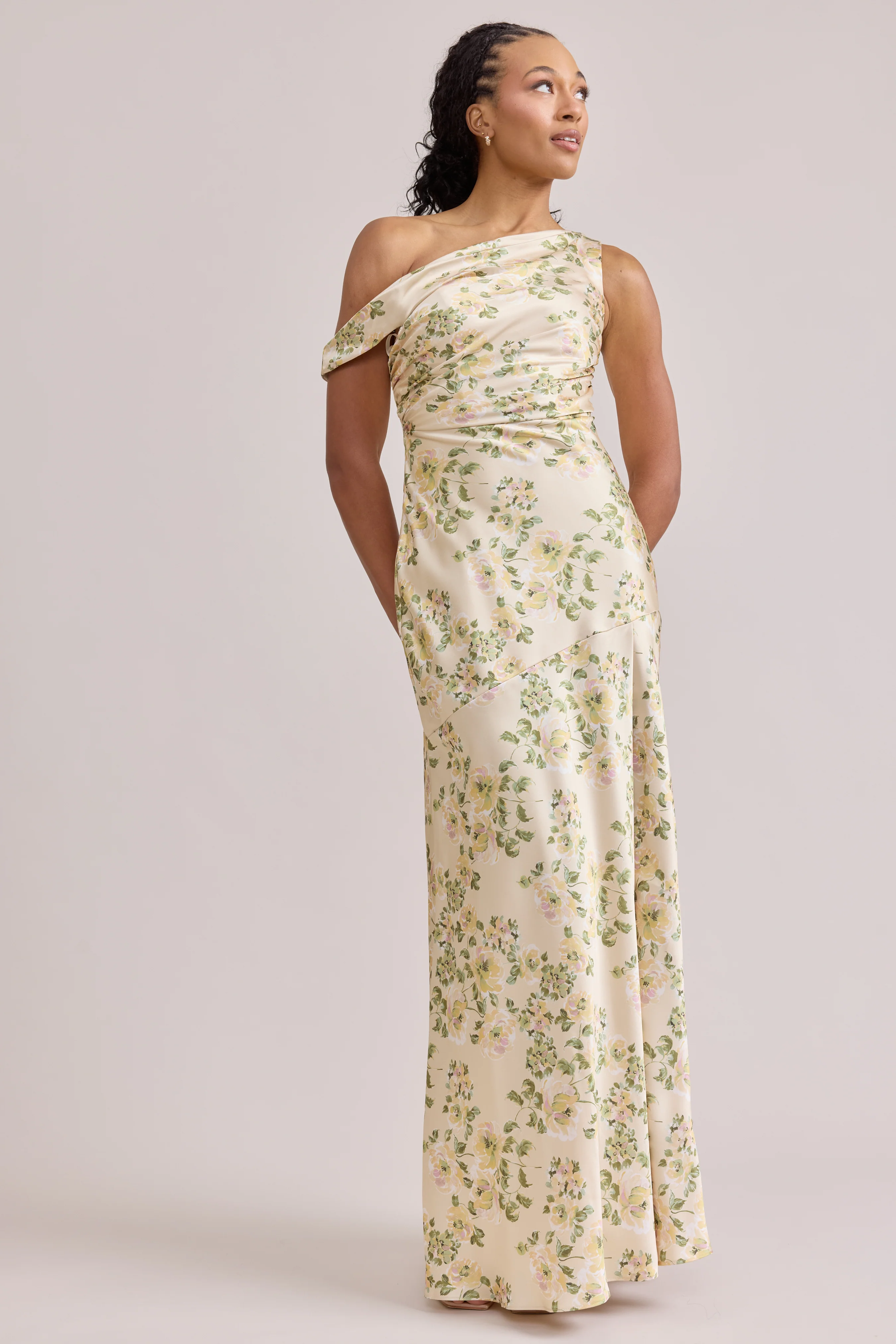 Livvy Satin Floral Print Dress | Made To Order - Image 93