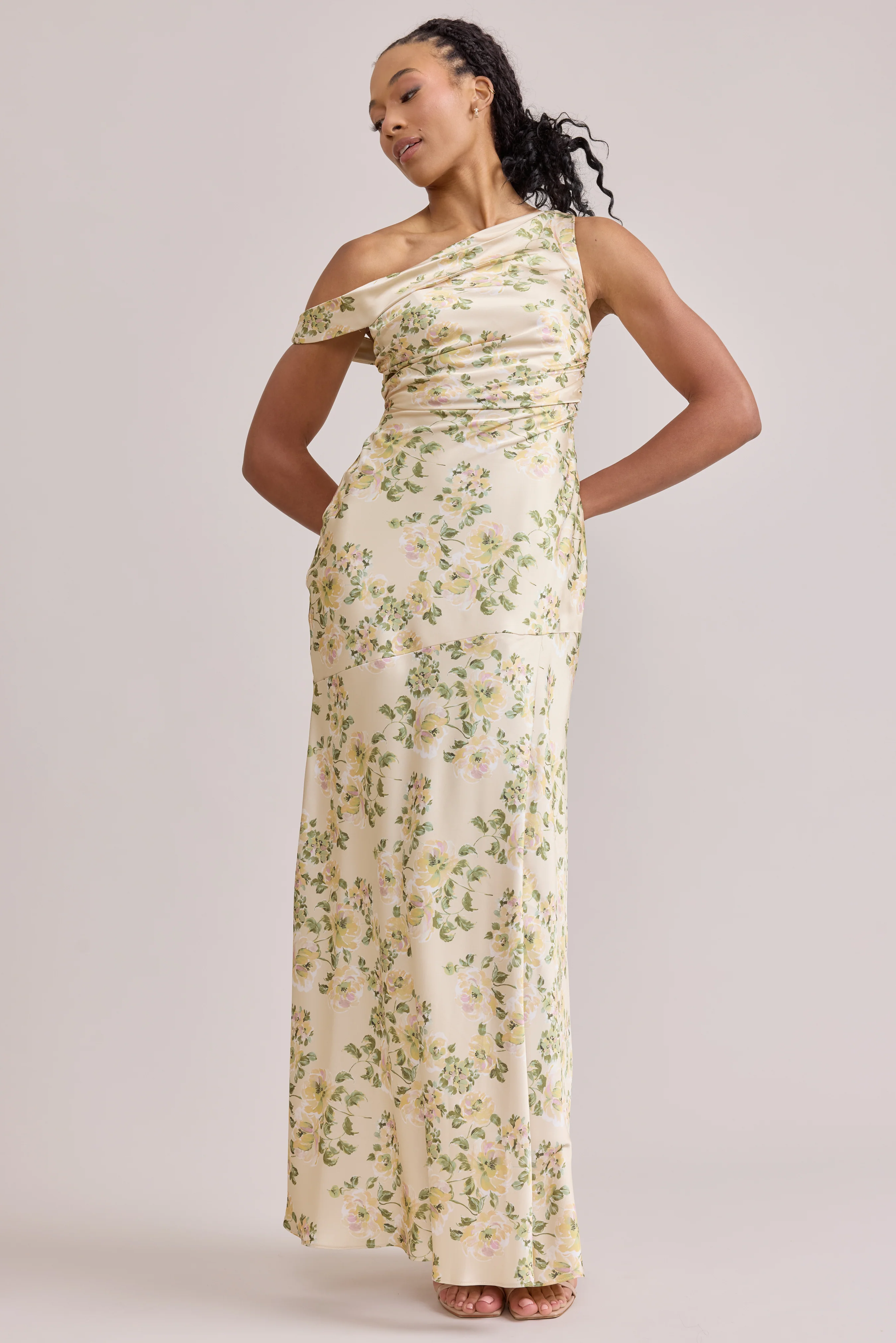 Livvy Satin Floral Print Dress | Made To Order - Image 94