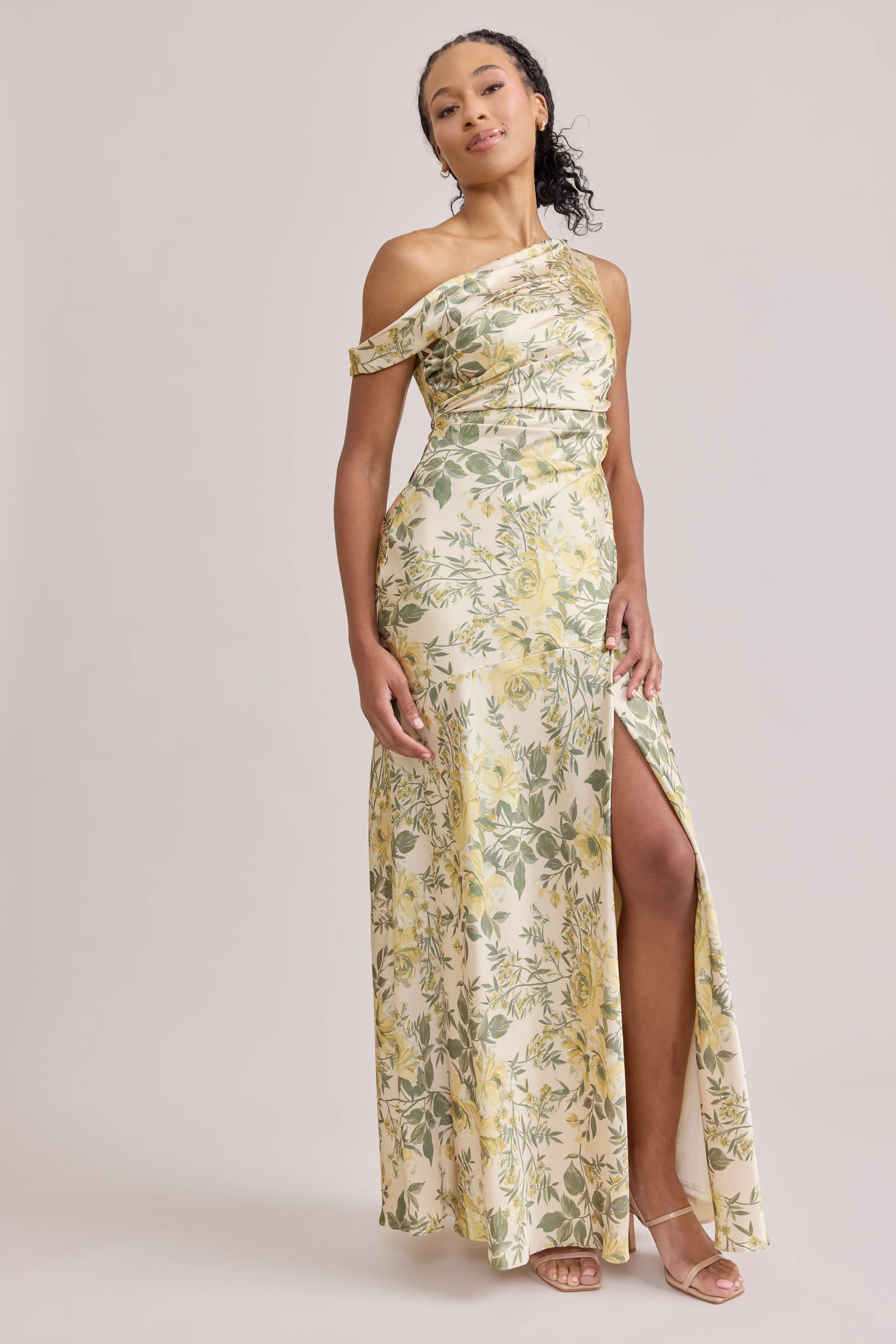 Livvy Satin Floral Print Dress | Made To Order - Image 99
