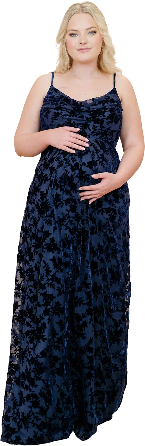 Maternity Skye Floral Burnout Velvet Dress | Made To Order - Image 22
