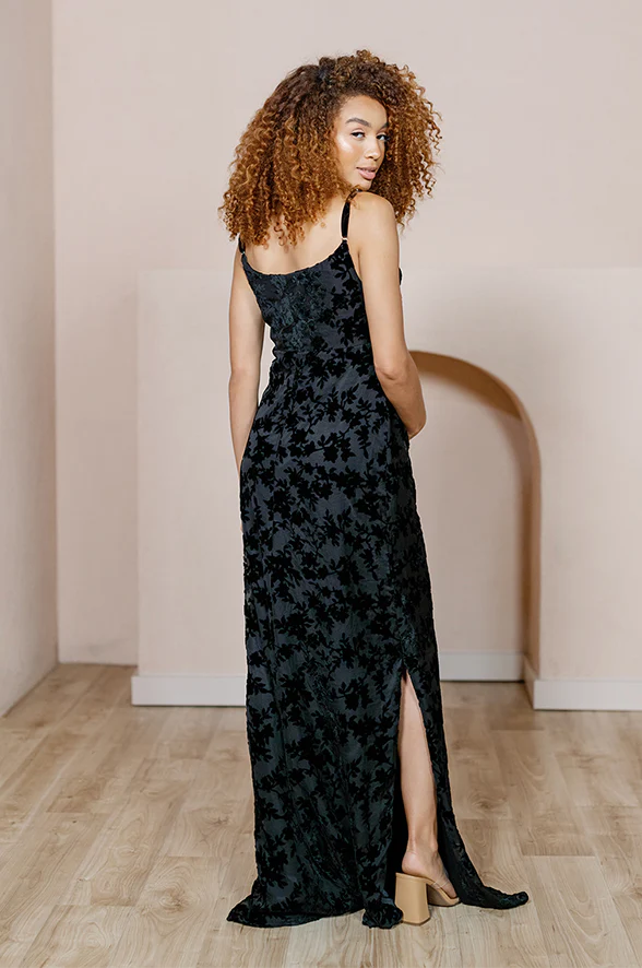 Maternity Skye Floral Burnout Velvet Dress | Made To Order - Image 8