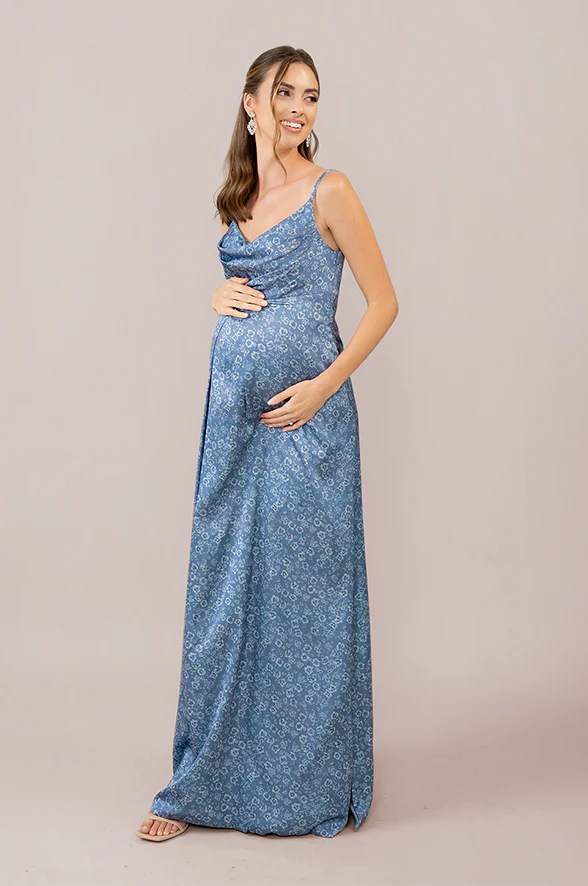 Maternity Skye Satin Floral Print Dress | Made To Order - Image 18