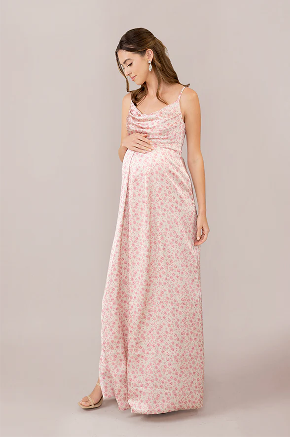 Maternity Skye Satin Floral Print Dress | Made To Order - Image 23