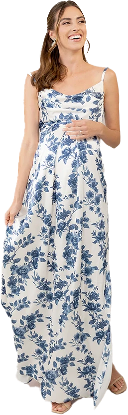Maternity Skye Satin Floral Print Dress | Made To Order - Image 37