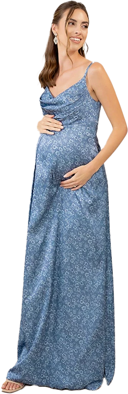 Maternity Skye Satin Floral Print Dress | Made To Order - Image 38