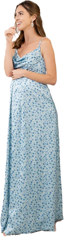 Maternity Skye Satin Floral Print Dress | Made To Order - Image 45