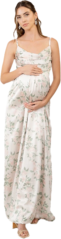 Maternity Skye Satin Floral Print Dress | Made To Order - Image 46