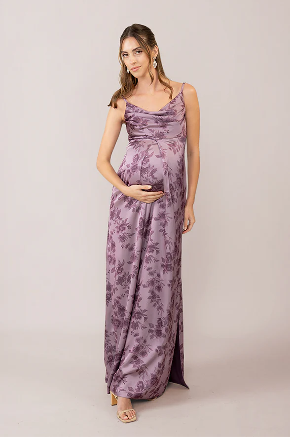 Maternity Skye Satin Floral Print Dress | Made To Order - Image 5