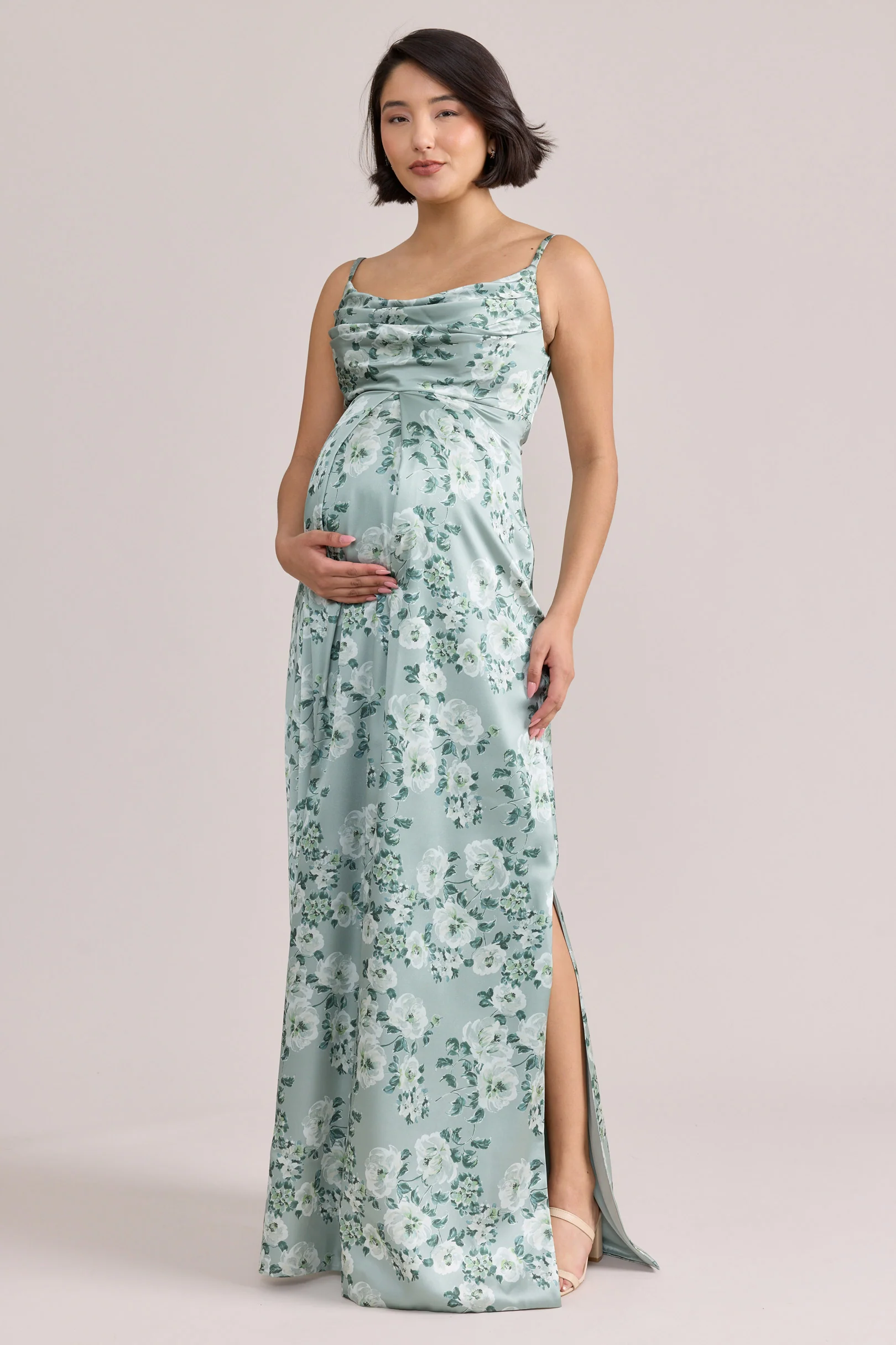 Maternity Skye Satin Floral Print Dress | Made To Order - Image 67