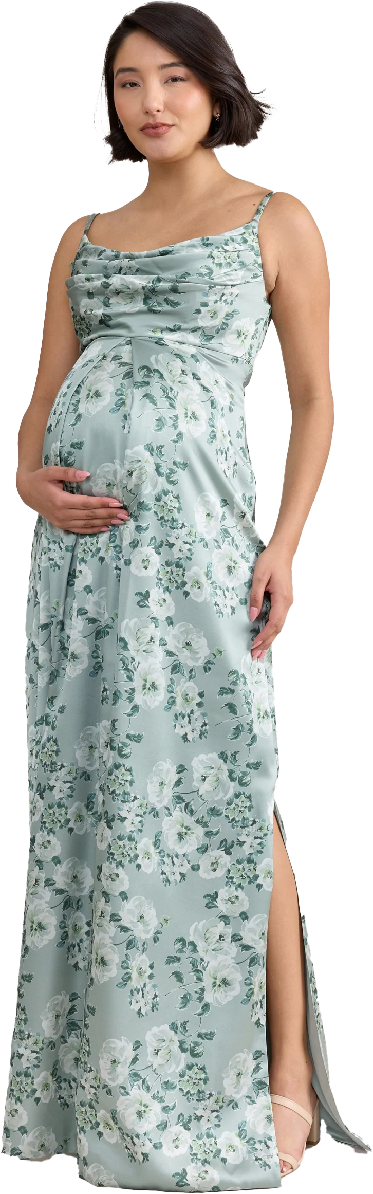 Maternity Skye Satin Floral Print Dress | Made To Order - Image 69