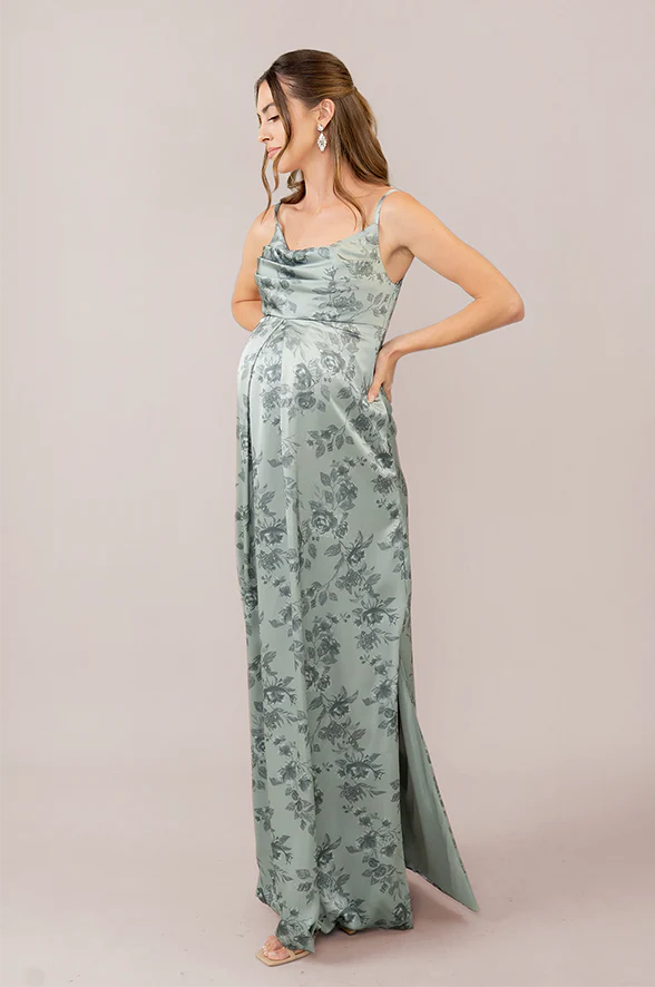 Maternity Skye Satin Floral Print Dress | Made To Order - Image 9