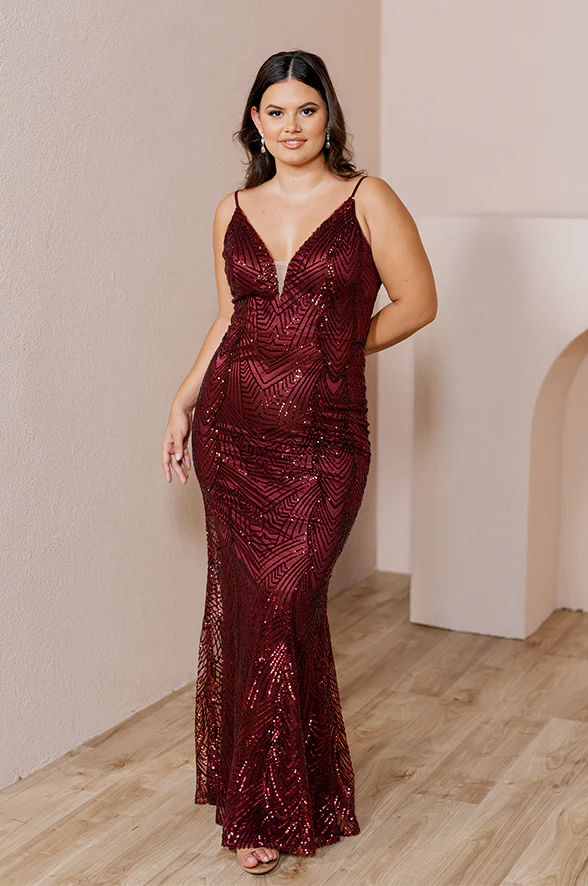 Geo Sequin Mega Swatch | Ready To Ship | Cabernet - Image 2