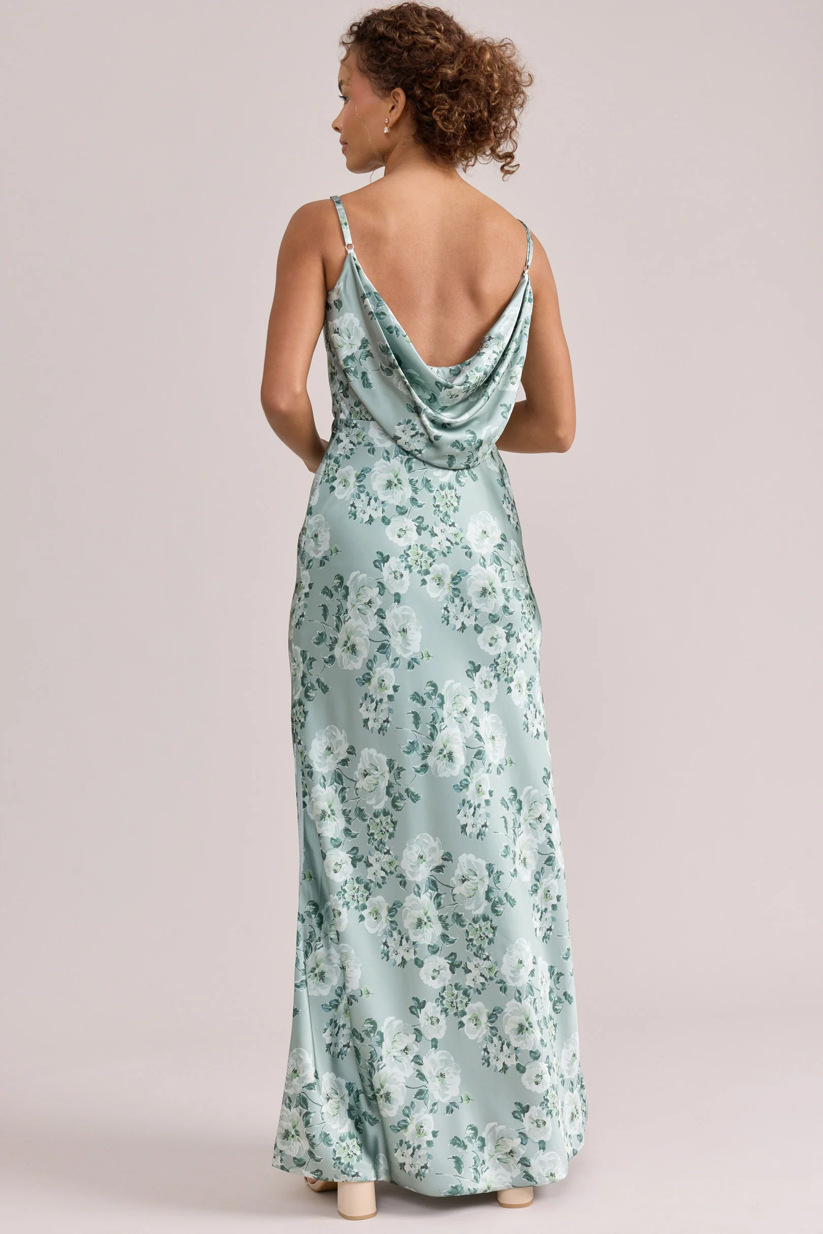 Nadia Satin Floral Print Dress | Made To Order - Image 114