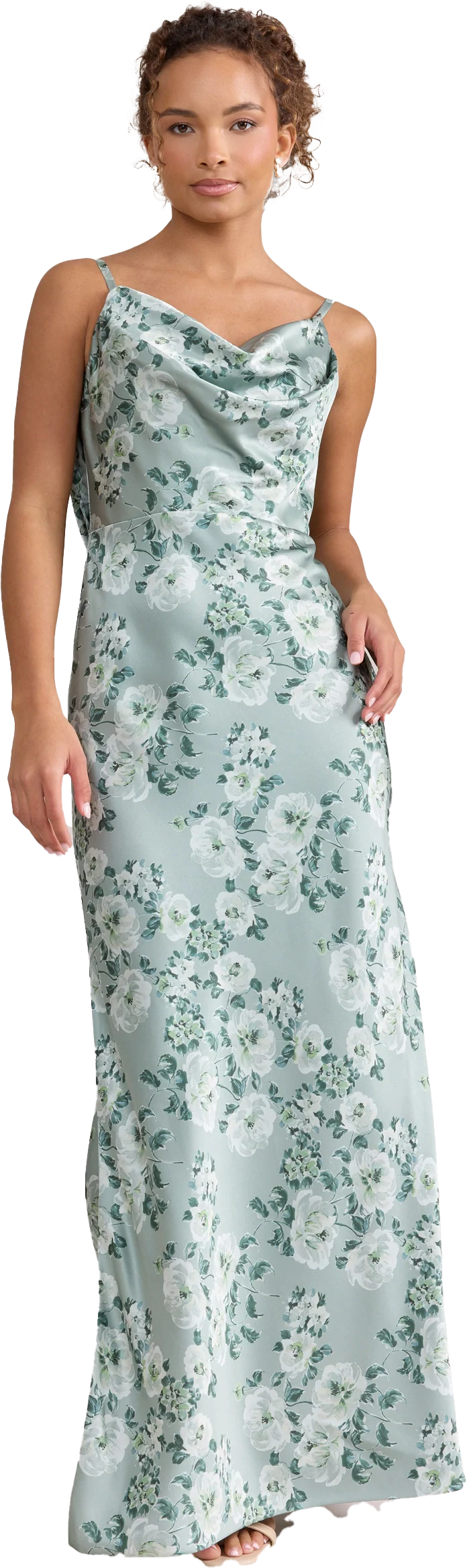 Nadia Satin Floral Print Dress | Made To Order - Image 115