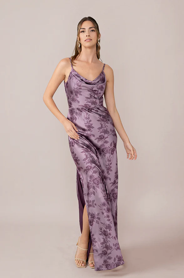 Nadia Satin Floral Print Dress | Made To Order - Image 28