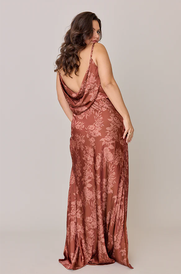 Nadia Satin Floral Print Dress | Made To Order - Image 41