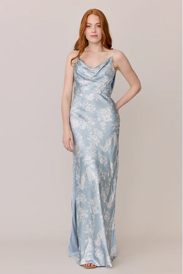 Nadia Satin Floral Print Dress | Made To Order - Image 44